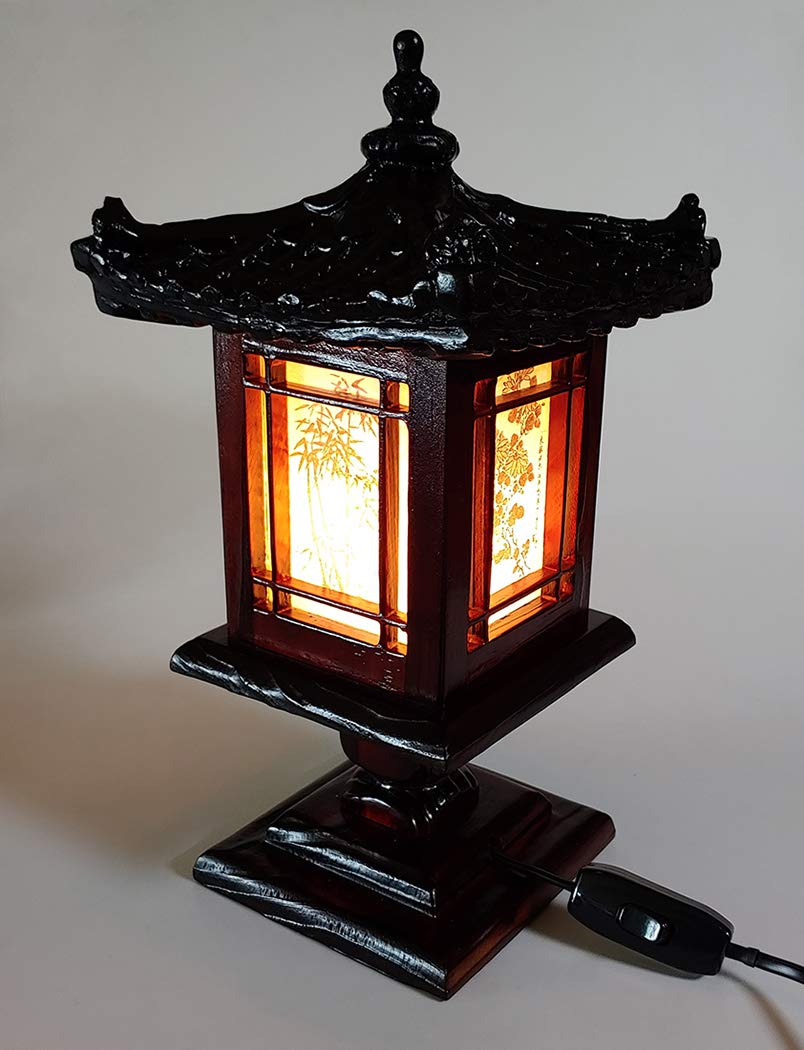 Traditional Korean Wood Lamp | Handmade Asian Oriental Table Lantern | Bedside Bedroom Accent Light | Unique Gift Idea | Hanok D