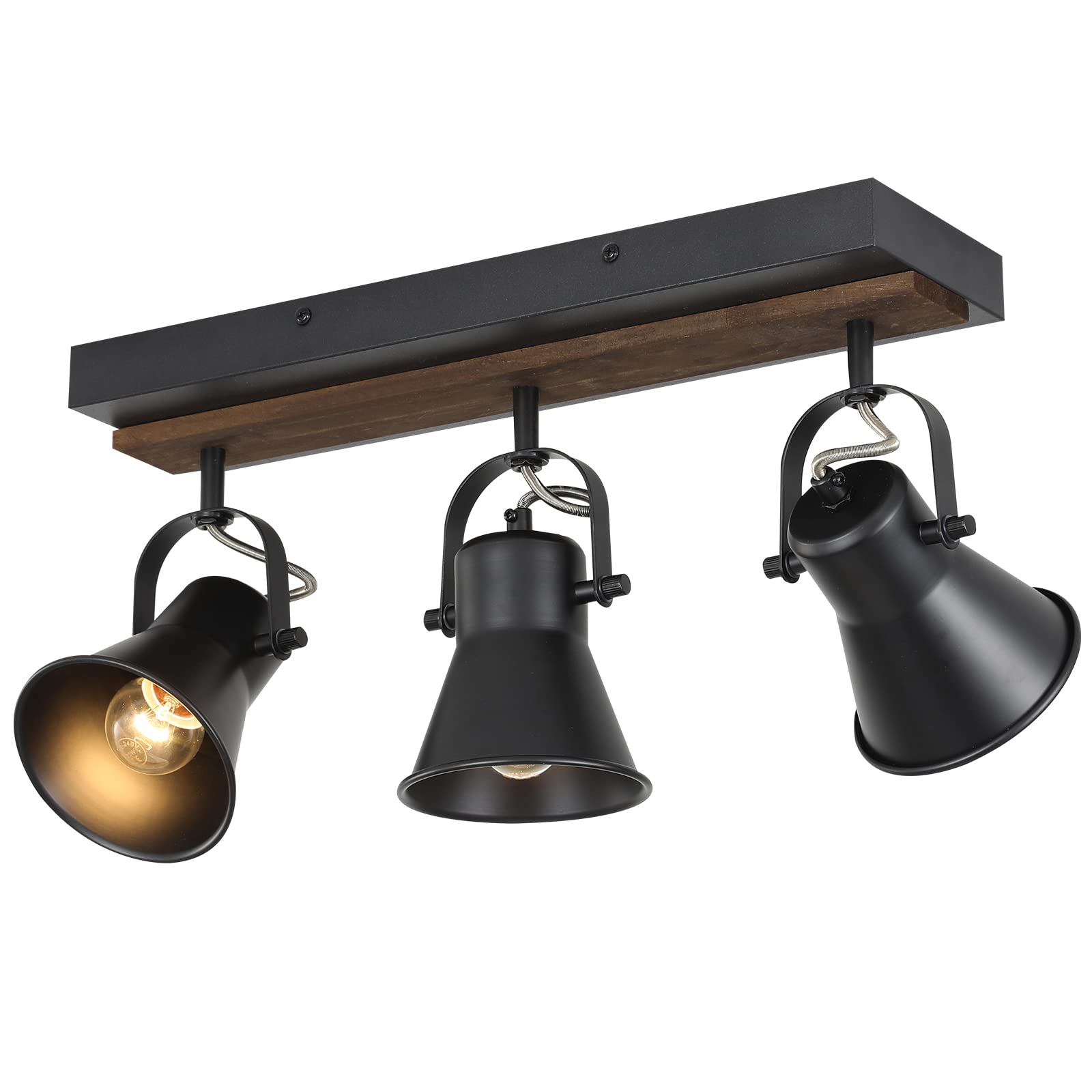 KEESFU 3-Light Track Lighting Kit,Black Semi Flush Mount Ceiling Light with 3 Rotatable Light Heads,Modern Farmhouse Lighting fo