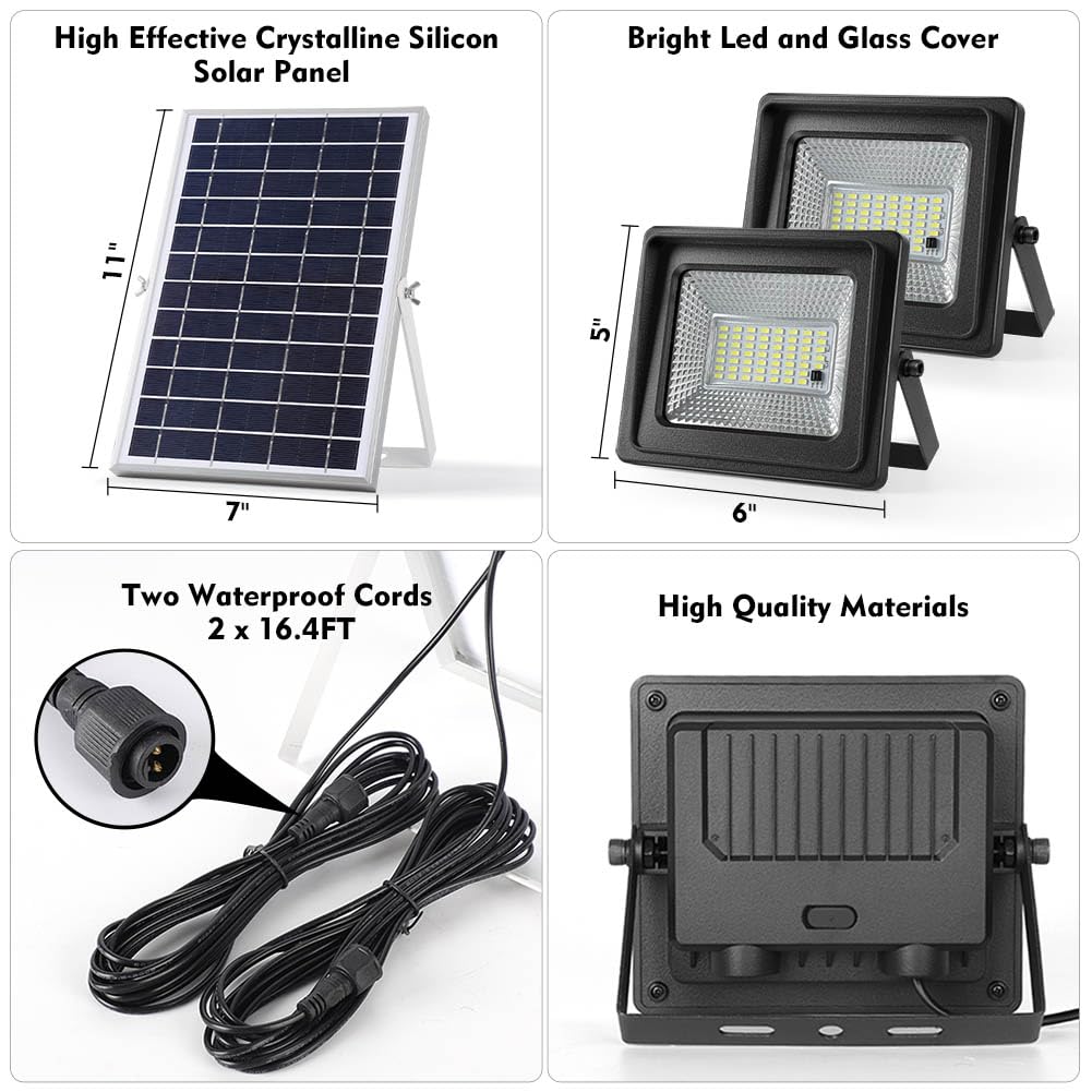 Solar Flood Lights Outdoor, 2024 Dusk To Dawn Ip67 Waterproof Usb And Solar Powered Security Yard Barn Sign Shed Garage Light Wi