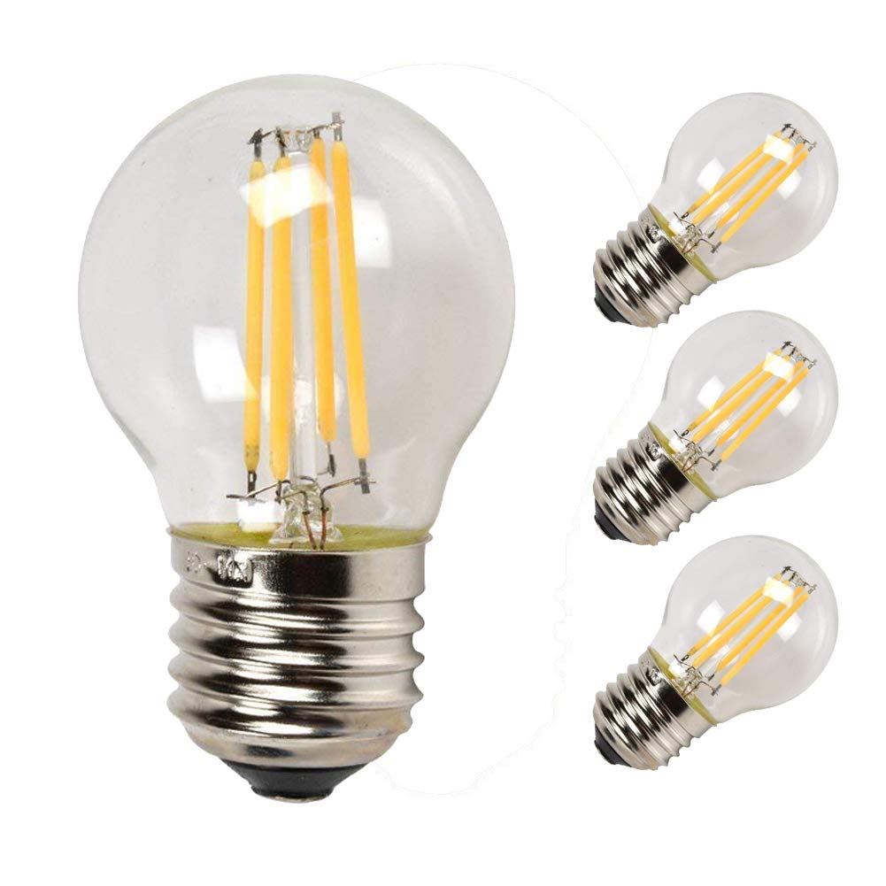CTKcom Dimmable LED Edison Bulb 4W 400LM Warm White 2700K Glass 4 Pack Yellow