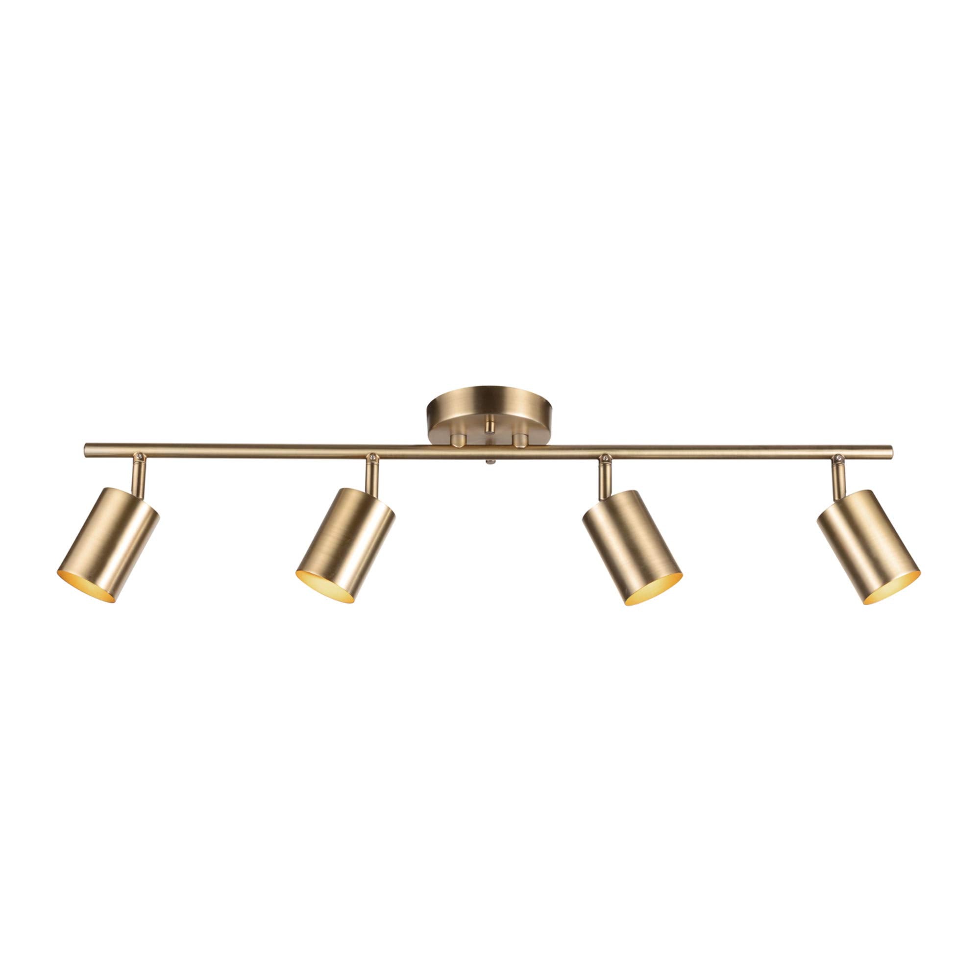 Globe Electric Pratt 4-Light Track Lighting, Matte Brass, Metal, Model 59822