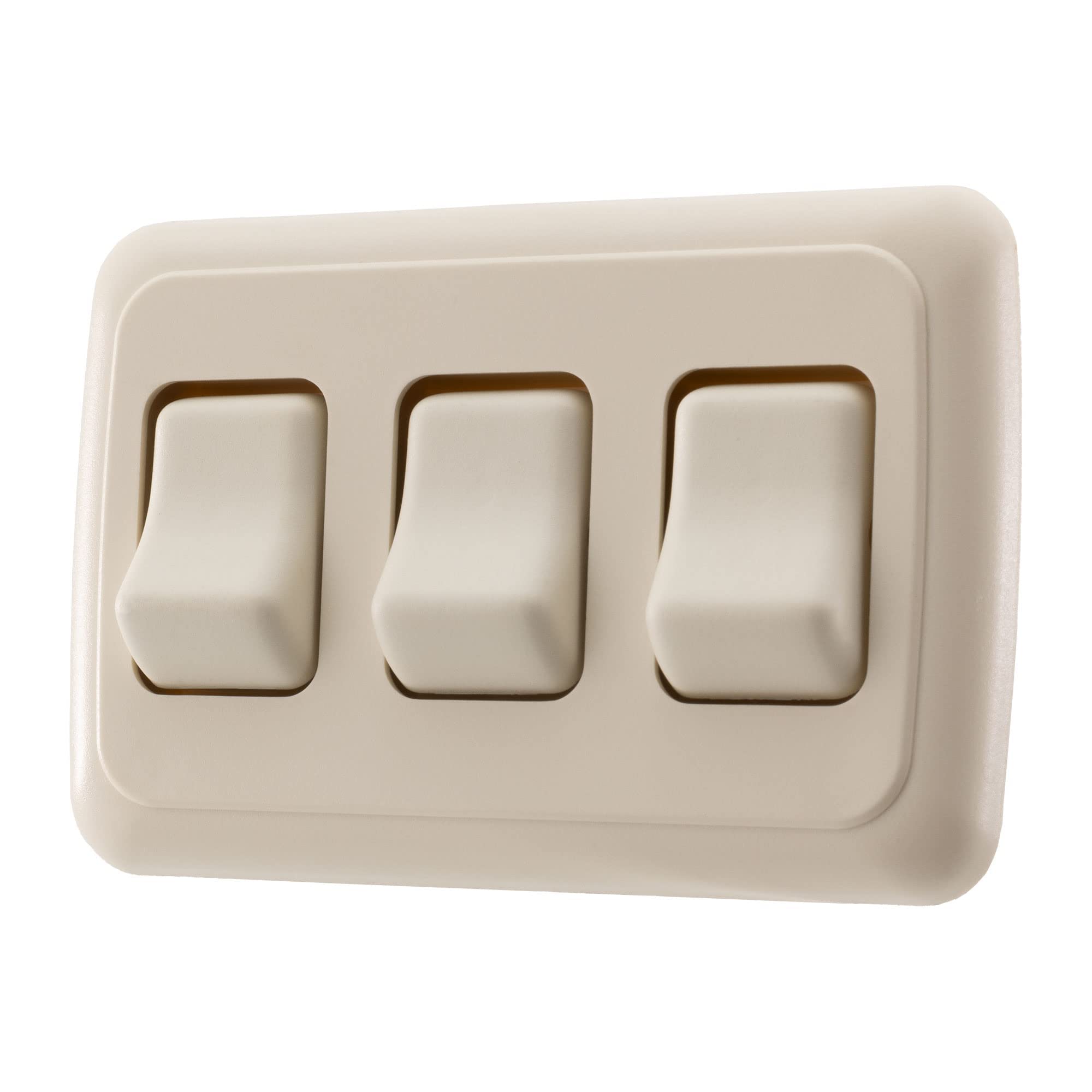 American Technology Components Triple Spst On-Off Switch With Bezel, 12-Volt, For Rv, Trailer, Camper (Almond)