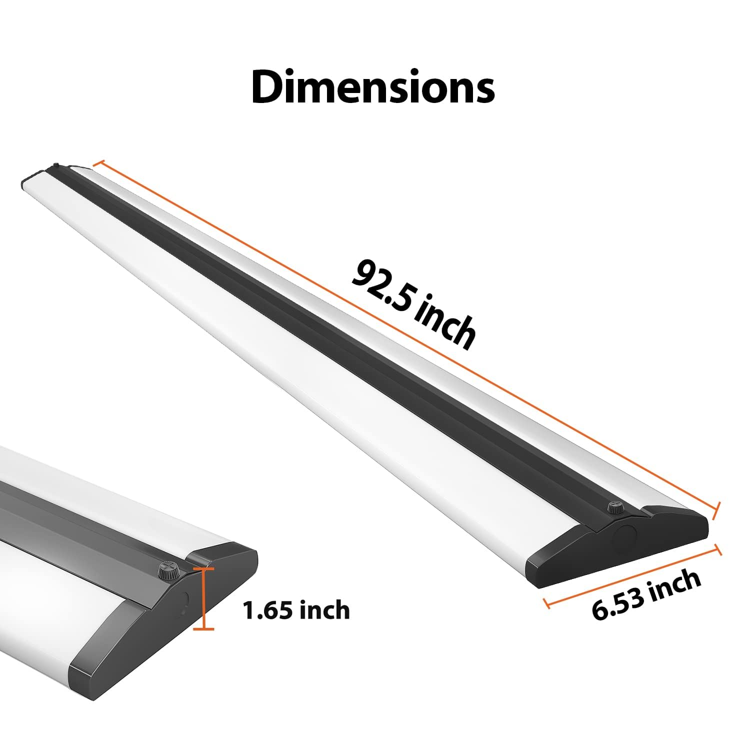 FAITHSAIL 8FT LED Shop Light, 110W Ultra Slim, 12600 Lumens, 5000K, Black and White, 2 Pack, Polycarbonate