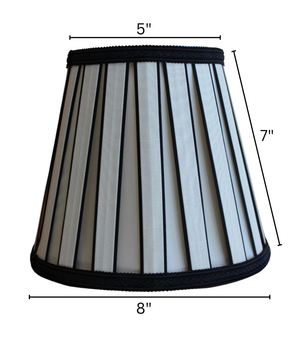5''X8''X7'' Metropolitan Softback Empire Edison Clip On Lampshade, Eggshell With Black Highlight Trim