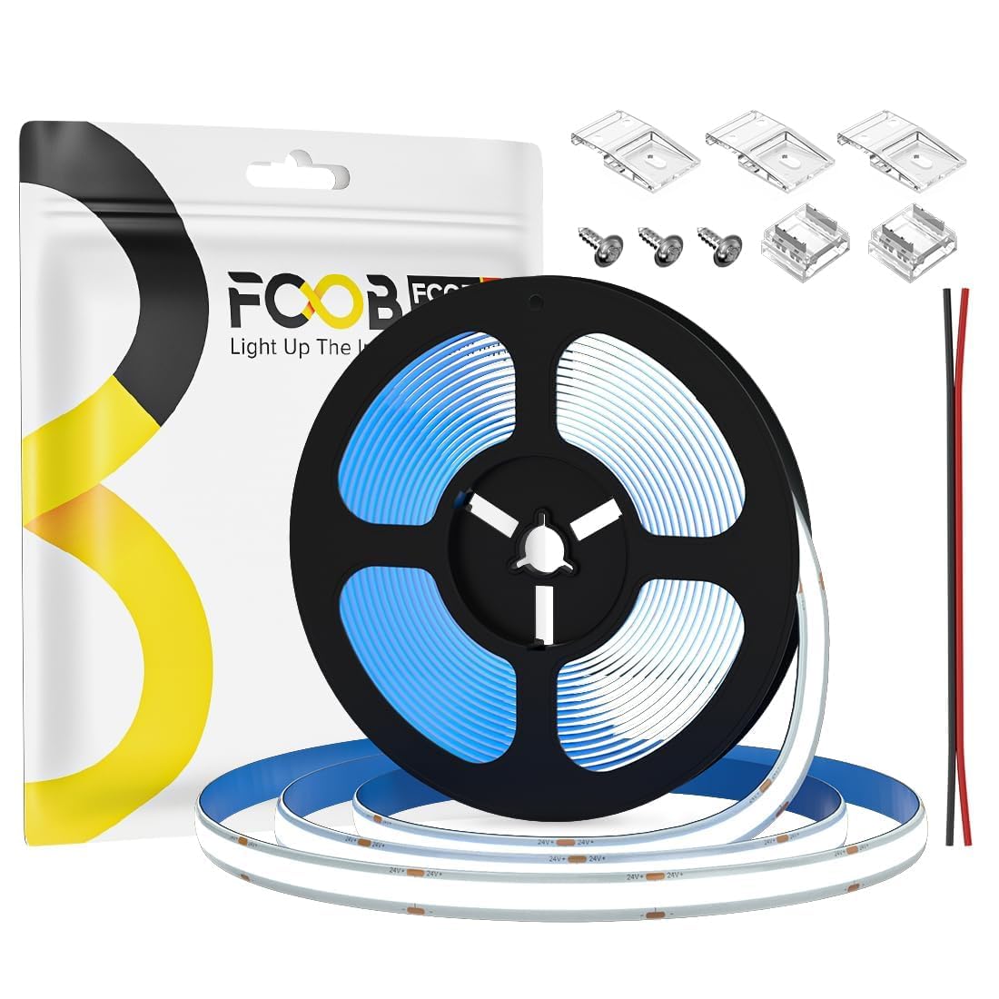 FCOB COB LED Strip 16.4FT 6000K 480LEDs/m IP65 Flexible Lights DC24V Daylight White