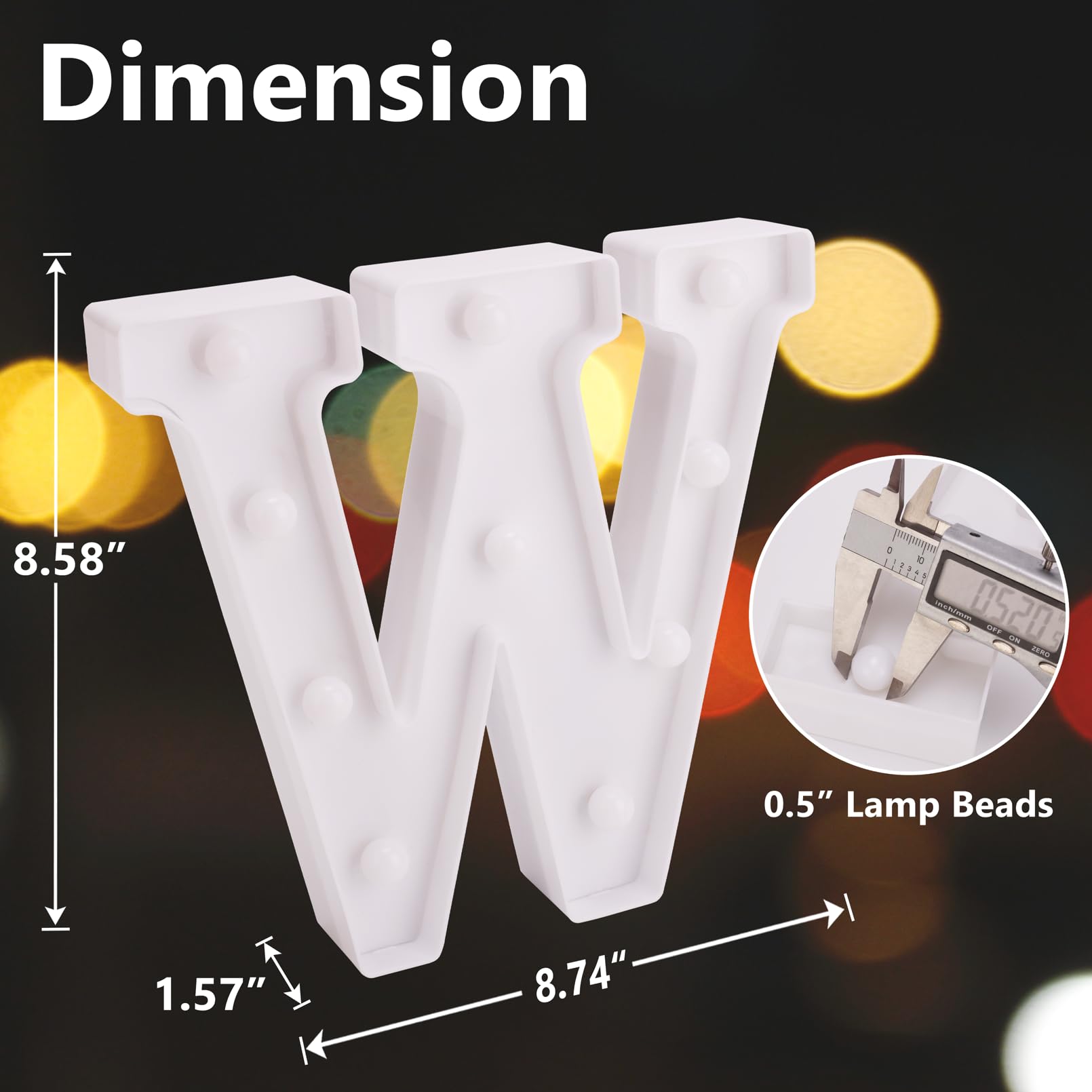 Tronsboo Led Marquee Sign Light Up Letters, Alphabet Light Up Letters Sign, Battery Powered Led Letter Lights For Night Light, Wedding, Birthday, Party, Christmas Or Home Decor (Letter W)