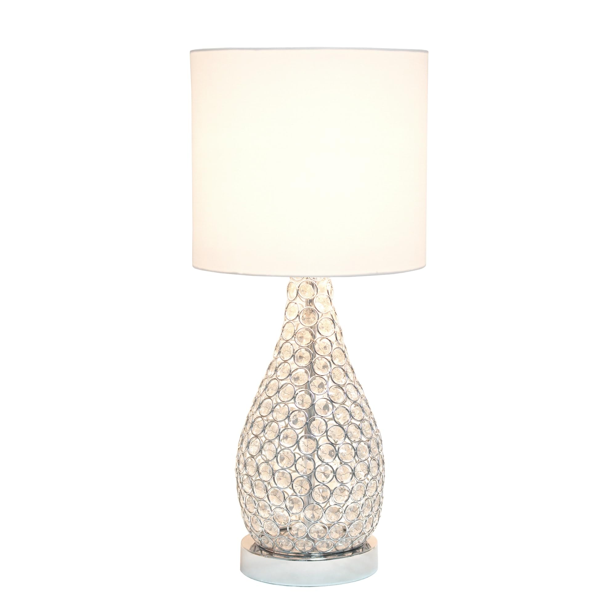 Elegant Designs Lt1052-Chr Elipse Crystal Pinned Decorative Gourd Accent Table Lamp, Chrome