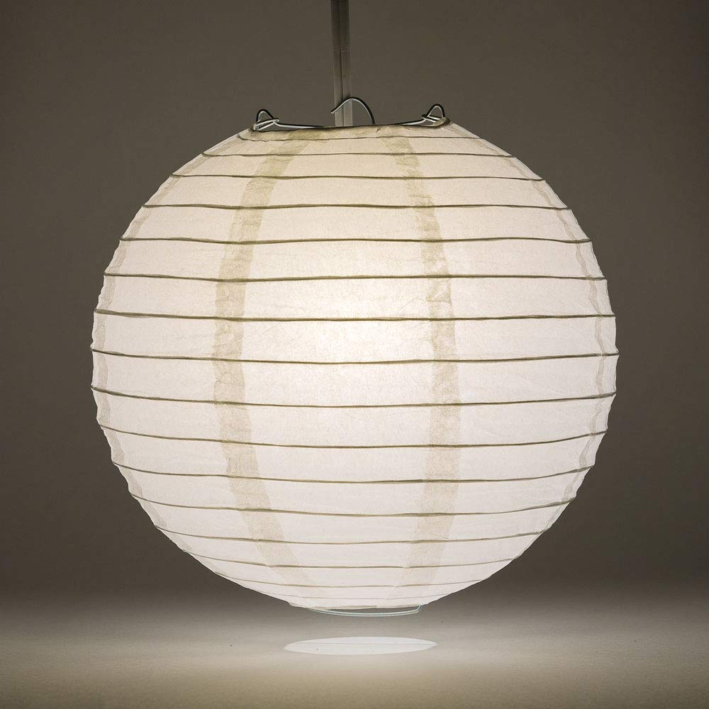 Quasimoon 18 Inch White Round Paper Lanterns, Even Ribbing, 5-Pack, Paper