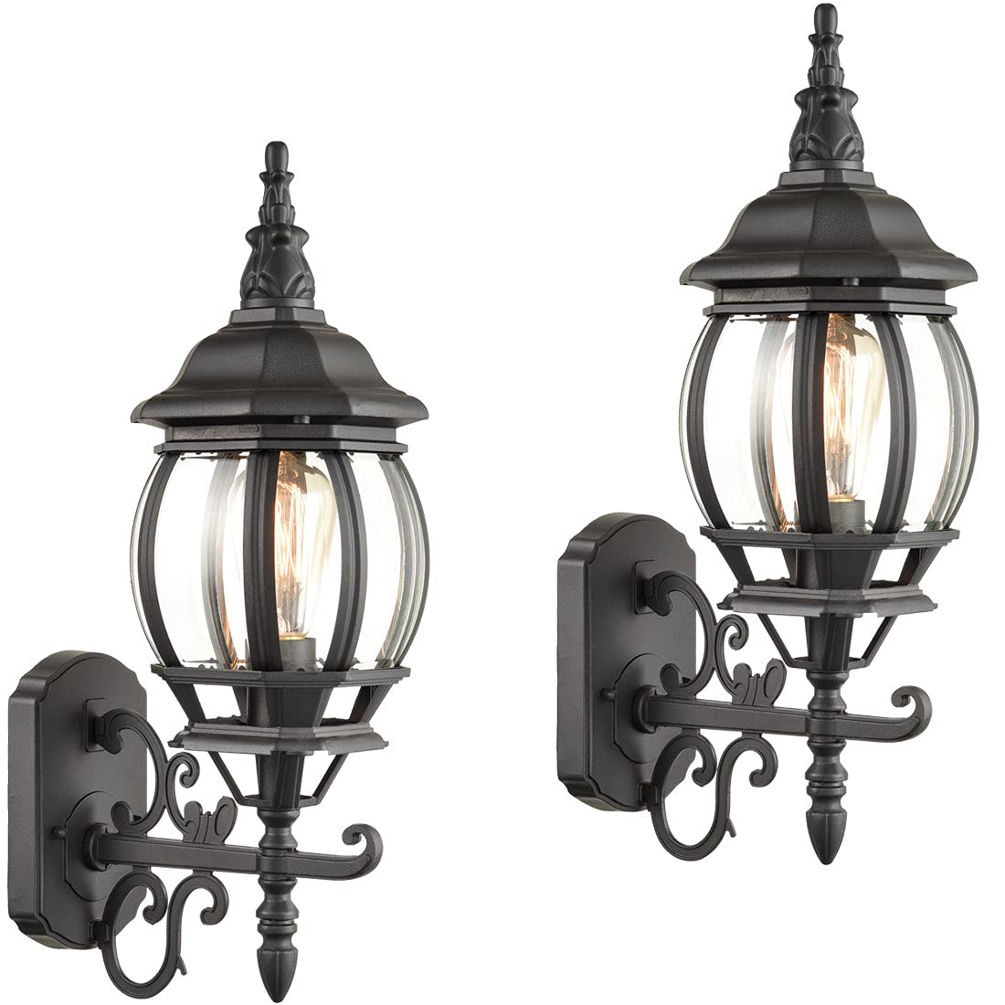 HOLKIRT Outdoor Wall Lantern - 2-Pack Waterproof Sconce Light, Matte Black for Porch & Garage
