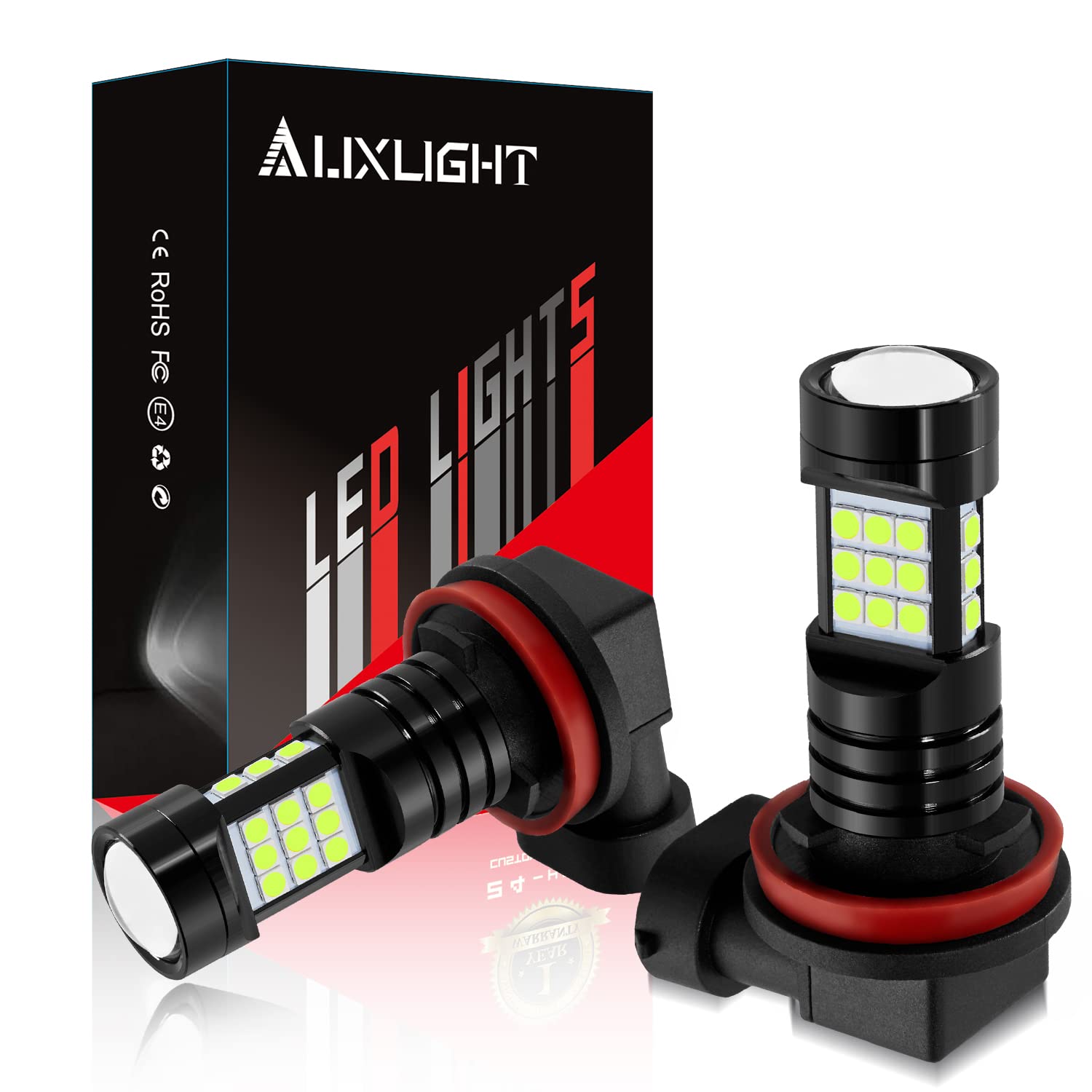 AUXLIGHT H11 LED Fog Light Bulbs, 2400 Lumens, Ice Blue, H8/H11/H16(JP), Aluminum Replacement for Cars and Trucks