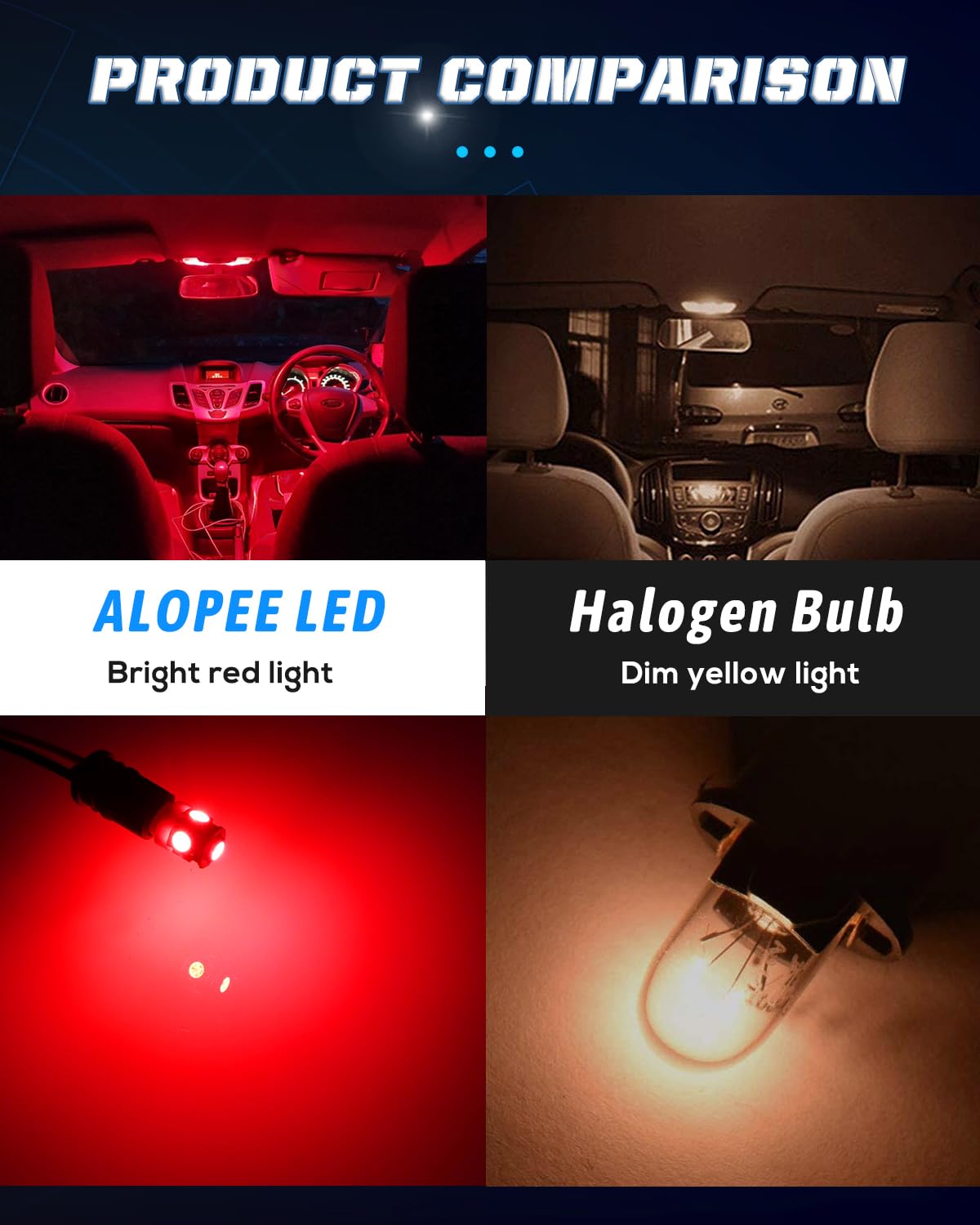 Alopee 194 Led Bulb Red T10 Wedge Led Bulb 5Smd 5050 Chips 168 Led Bulb Replacement For W5W 158 501 2825 Bulb Led Interior Car L