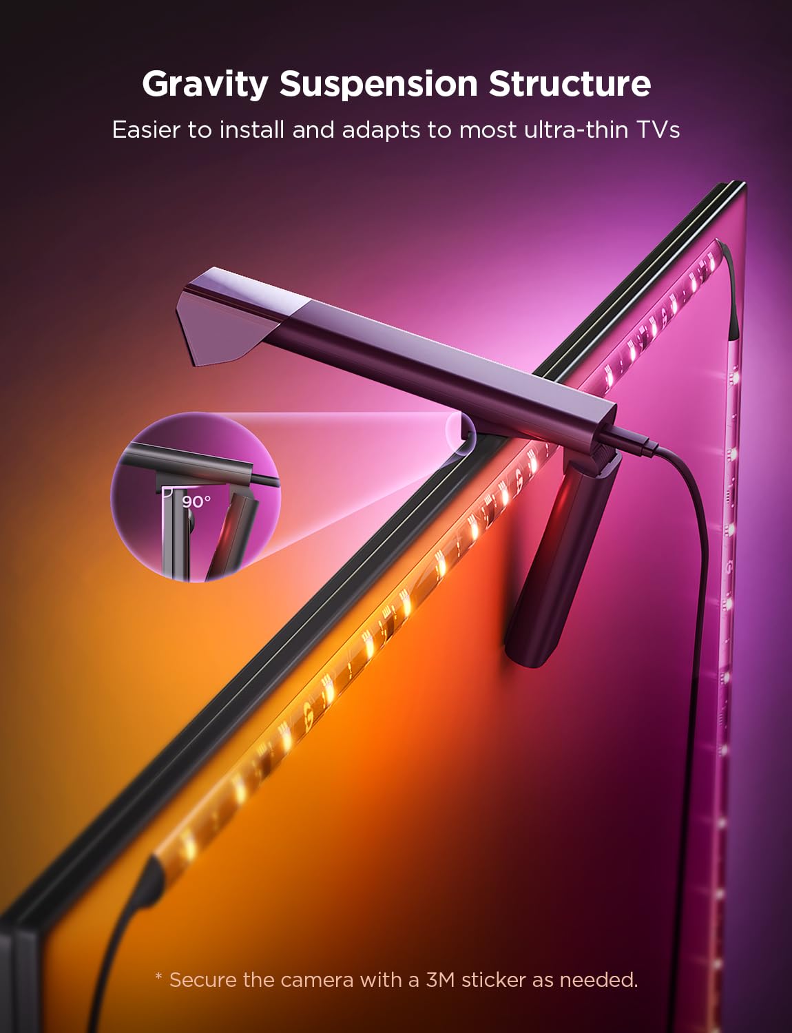 Govee Tv Backlight 3 Lite With Fish-Eye Correction Function Sync To 75-85 Inch Tvs, 16.4Ft Rgbicw Wi-Fi Led Strip Lights With Ca