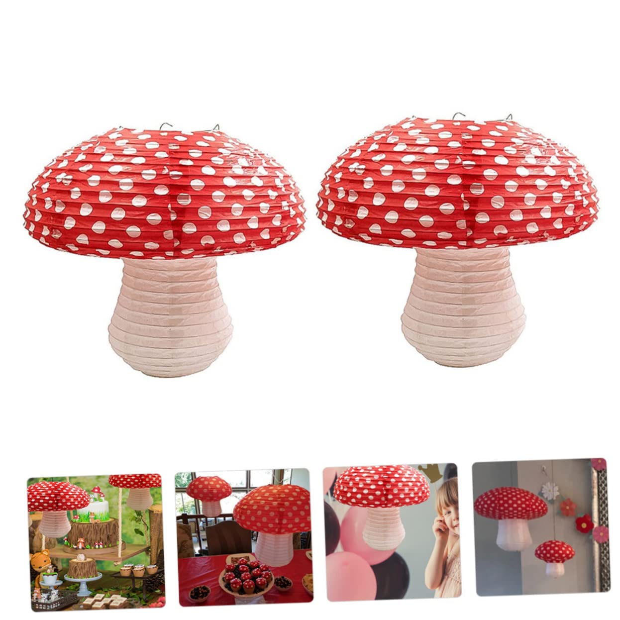 Homoyoyo Fairy-Themed Party Decorations 2 Pack Mushroom Shape Paper Lanterns for Hanging Decor