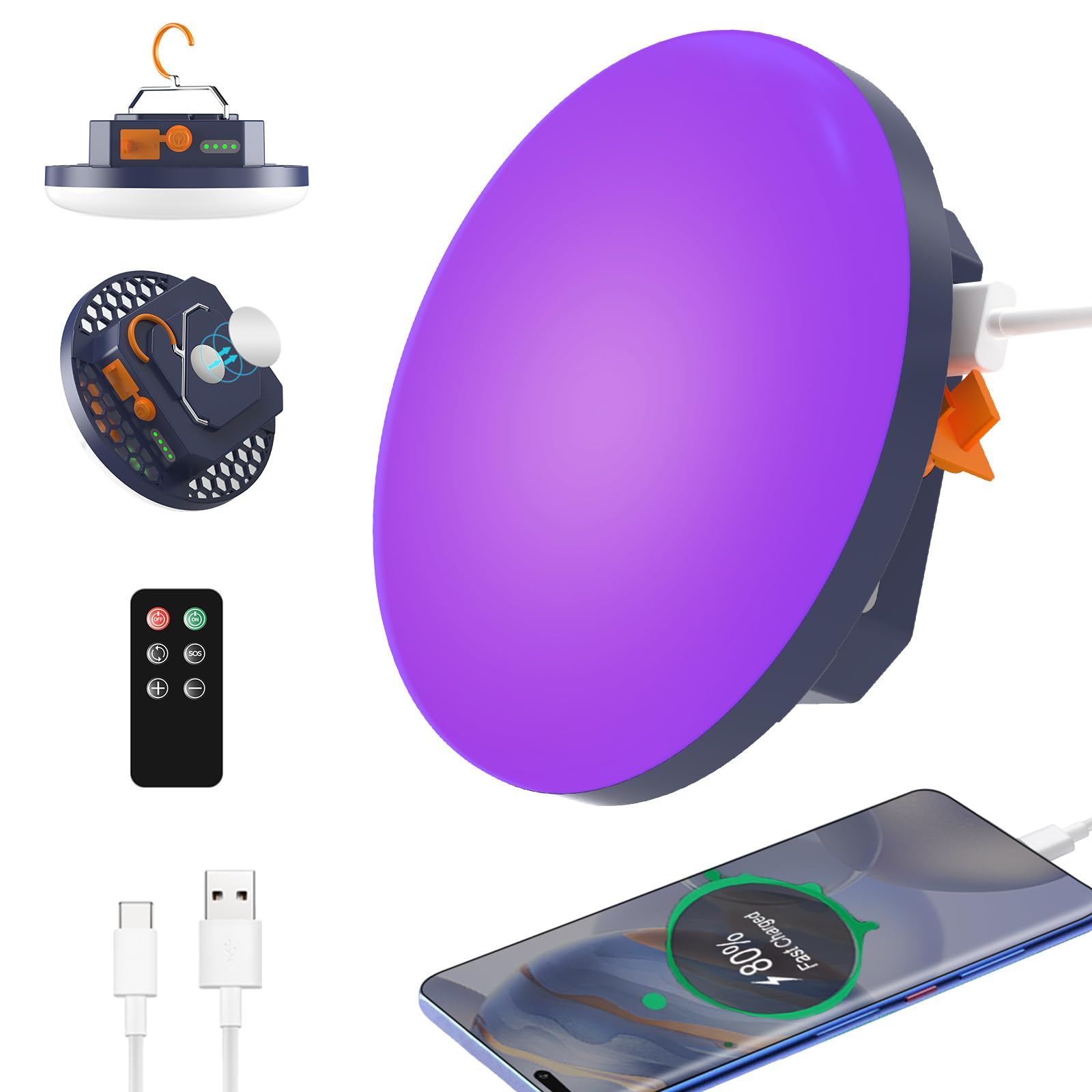 iodoo 96 LED UV Flashlight - 3000 Lumens, 10000mAh Rechargeable, Blacklight, Model iodoo-CPL, Color UV(Remote)