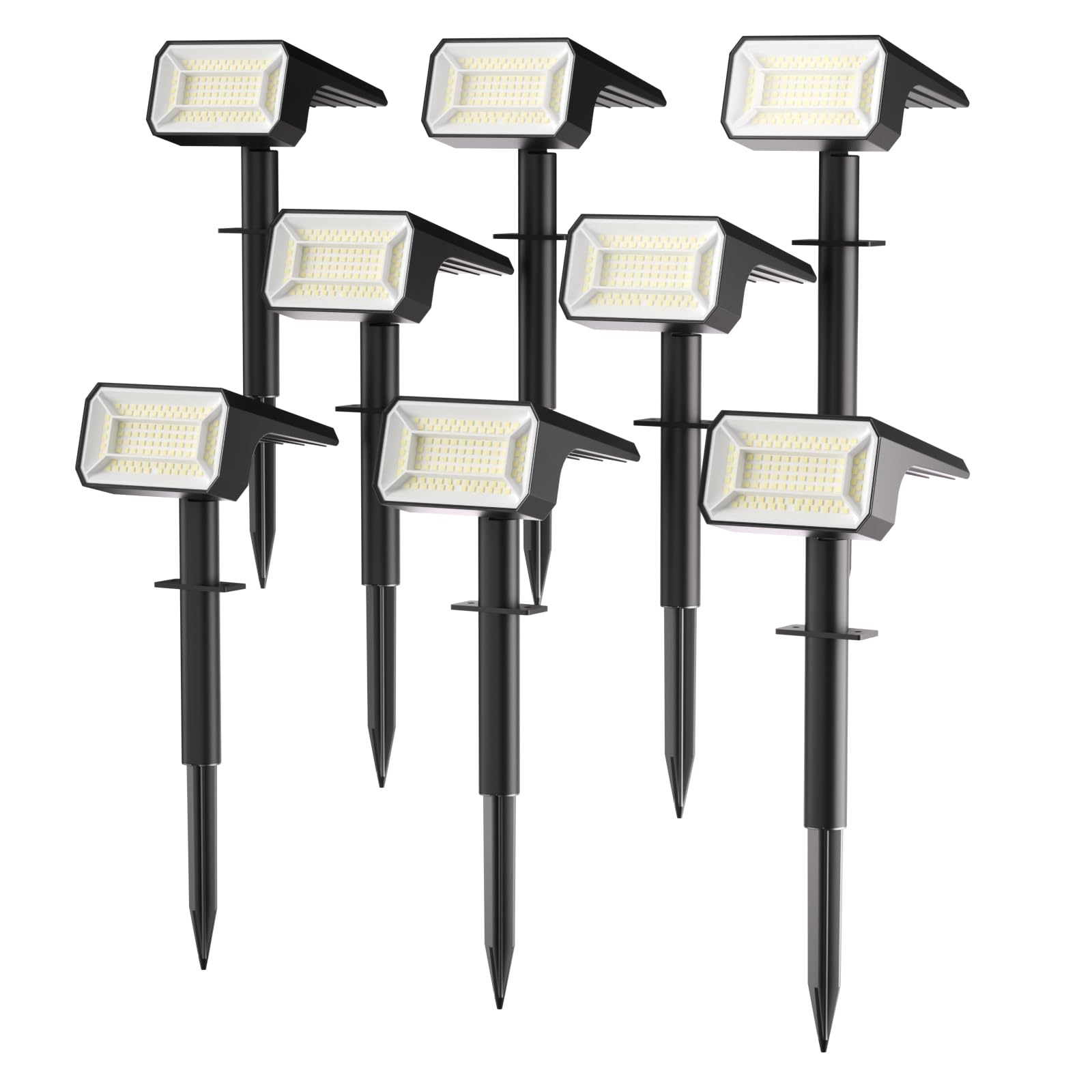 Fabrito 8 Pack Solar Spot Lights Outdoor Waterproof IP67  [108 LEDs  4 Modes] Dusk to Dawn Spotlights for All Night  2-in-1 Solar Landscape Lights for Garden  Yard  Tree  Pool  Cool White