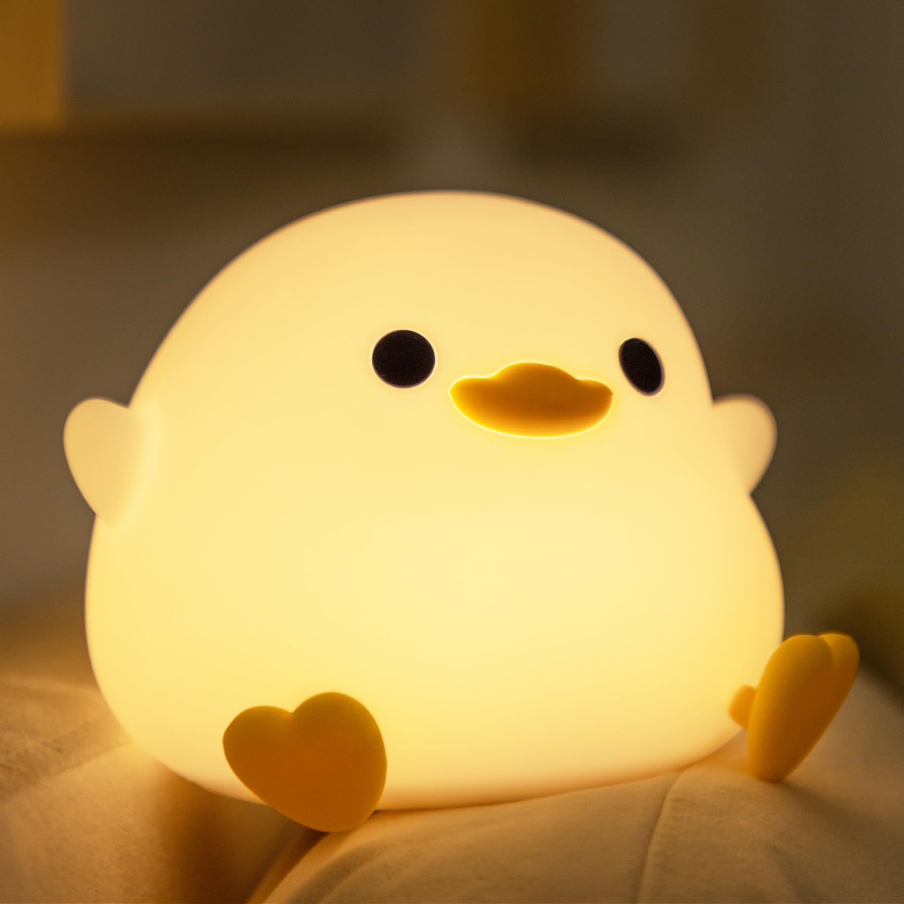 YuanDian Dodo Duck LED Night Light - Cute Silicone Duck Lamp for Bedrooms, Living Room - Rechargeable, Touch Sensor Bedside Tabl