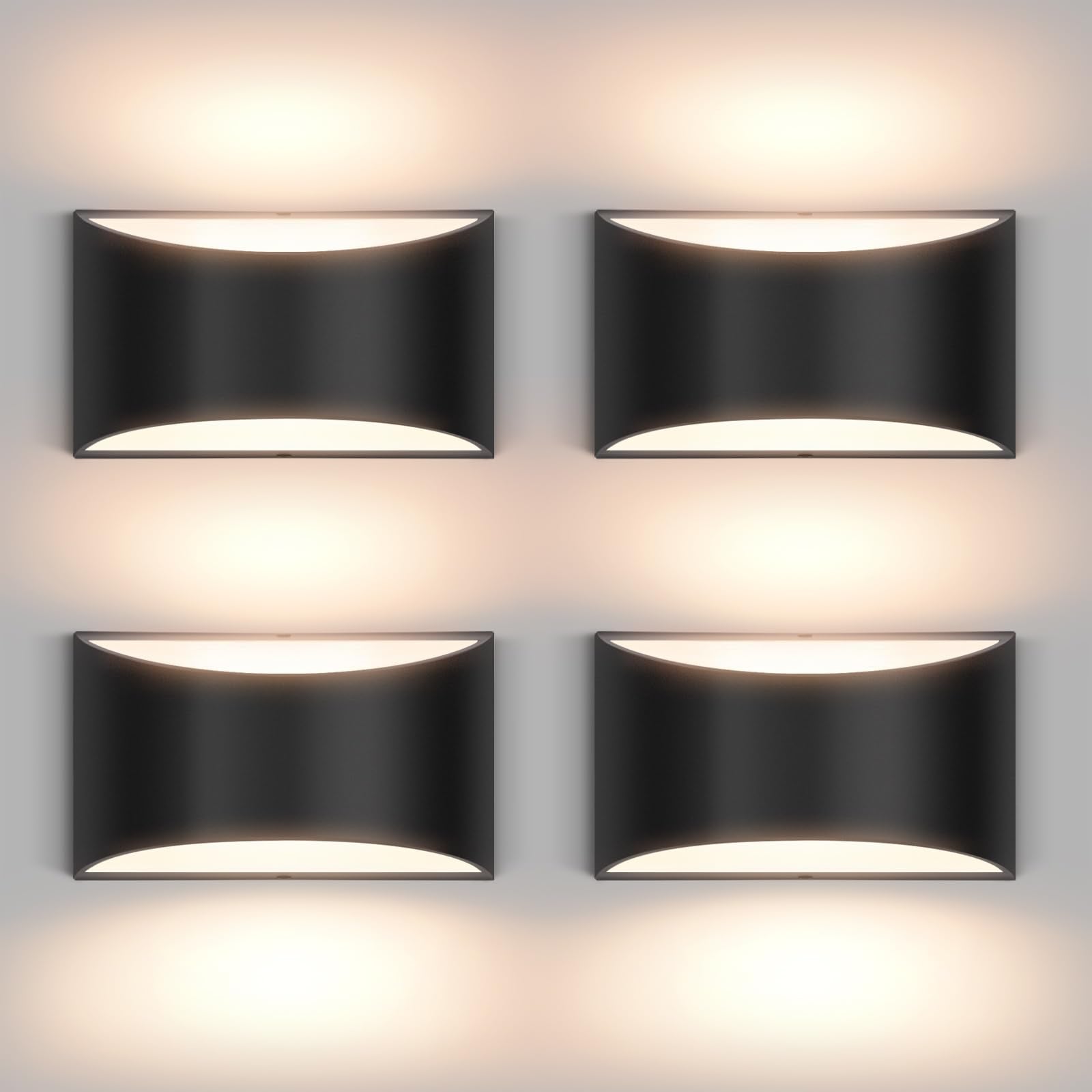Aiilsmp 4 Pack Black Modern Led Wall Sconces Light Hardwired Wall Sconces Indoor Up And Down Sconces Wall Lamps For Living Room, Bedroom, Hallway Warm White 3000K(With G9 Bulbs)
