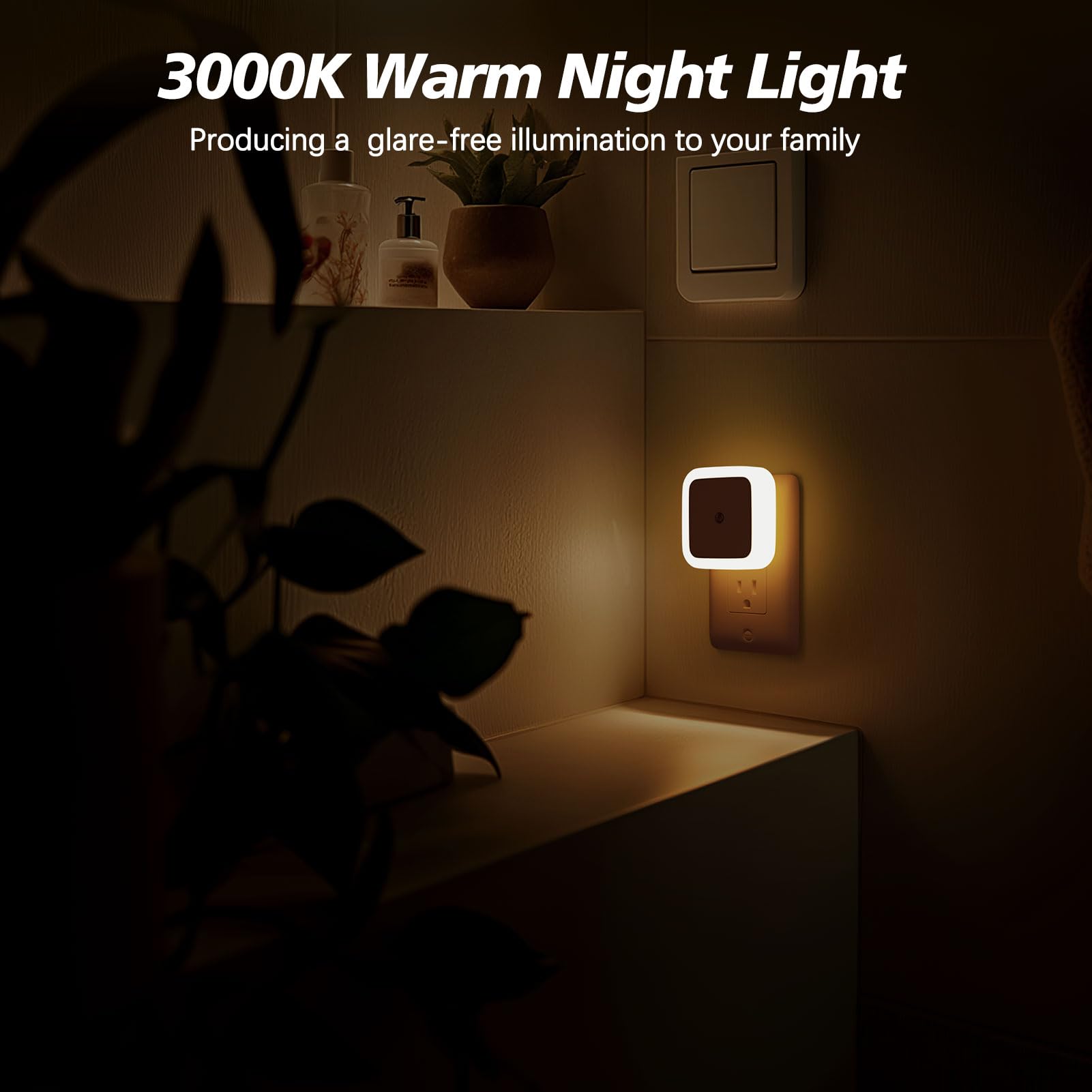 Sujeet 4-Pack Dusk To Dawn Warm White Night Lights - Plug-In Led Night Lamp For Bedroom & Hallway