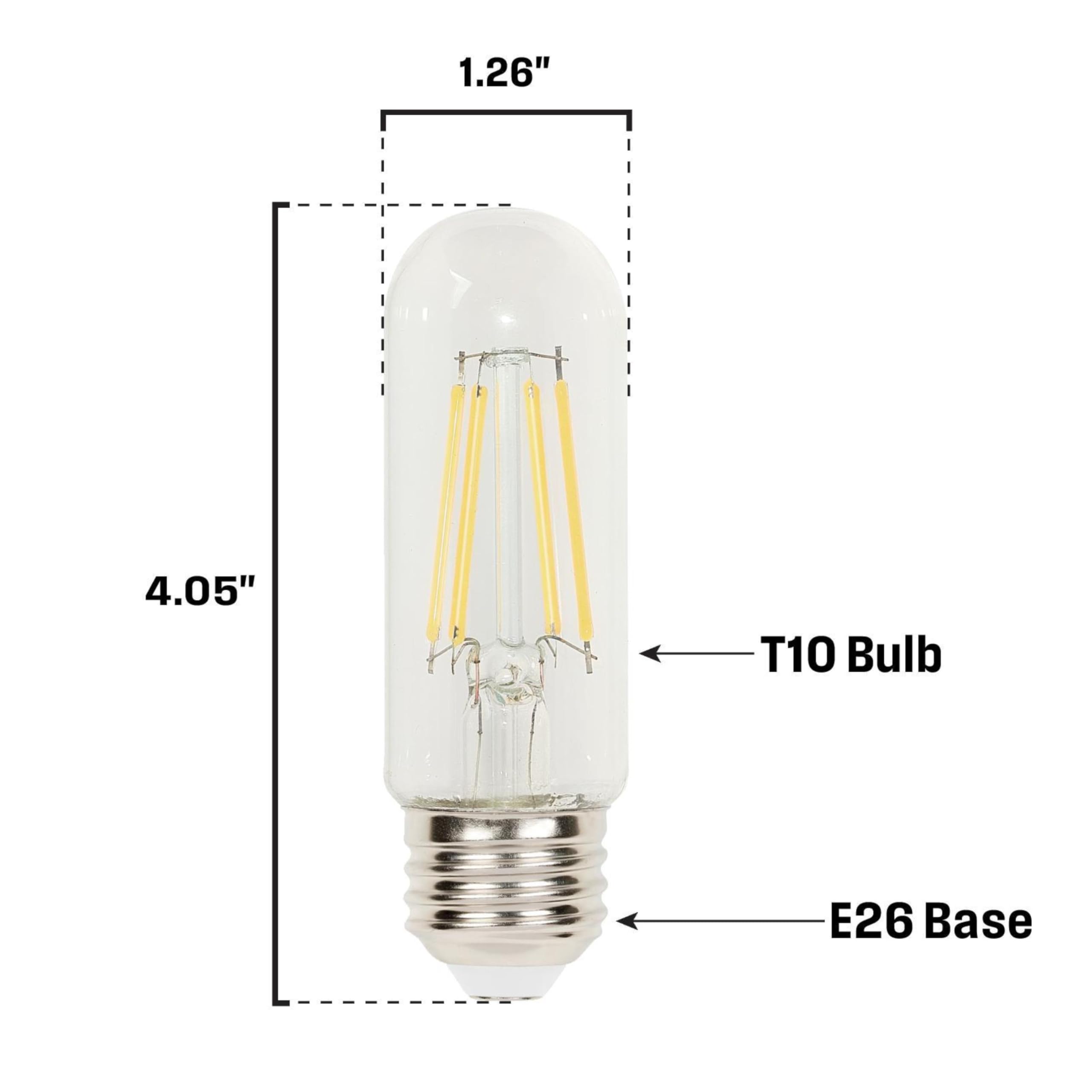 Westinghouse Lighting 5341020 6.5 Watt (85 Watt Equivalent) T10 Dimmable Clear Filament Led Light Bulb, Medium Base, 6 Pack