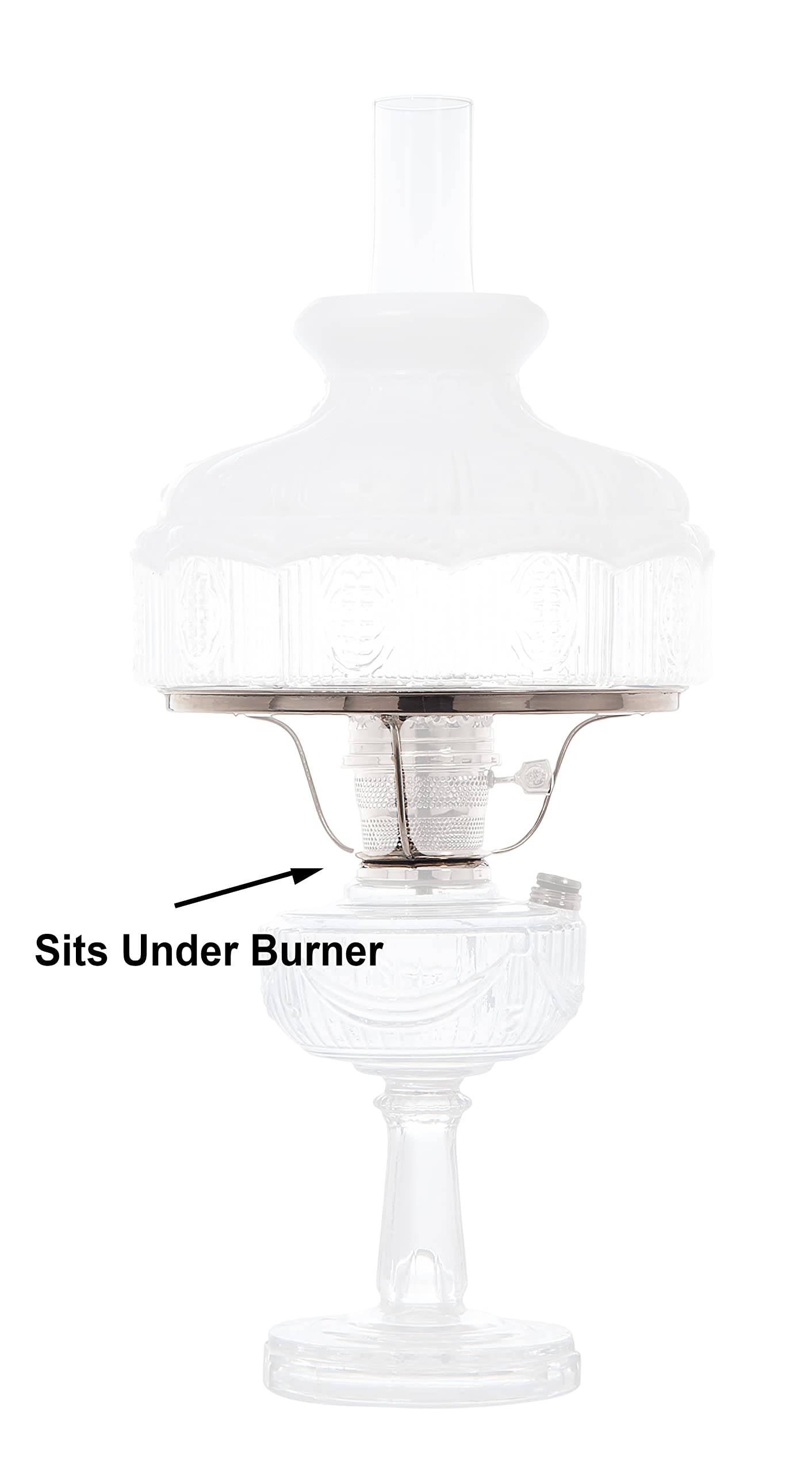 B&P Lamp® Shade Ring Holders for Aladdin Burners, Brass, Model 10739, 10in Size, Glass Material