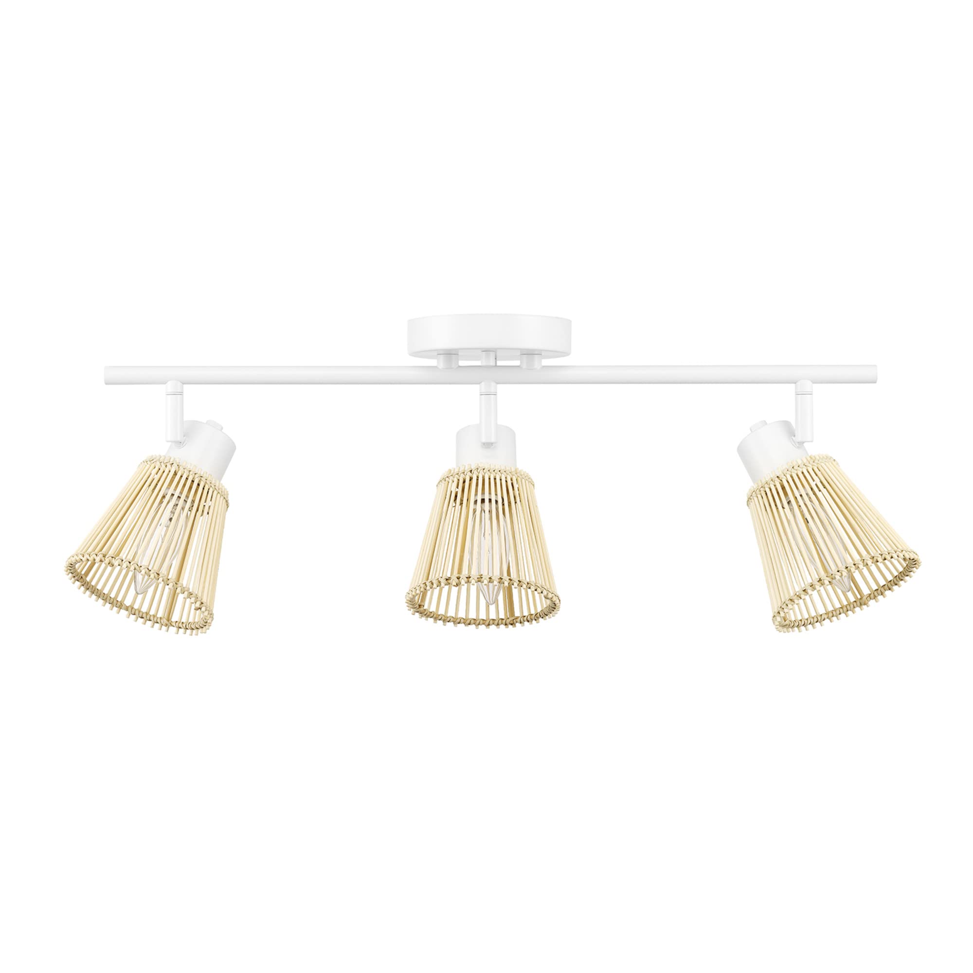 Globe Electric 64000043 22'' 3-Light Track Lighting, Matte White, Bamboo Shades, Pivot Shade, Ceiling Light, Track-Light Heads, 