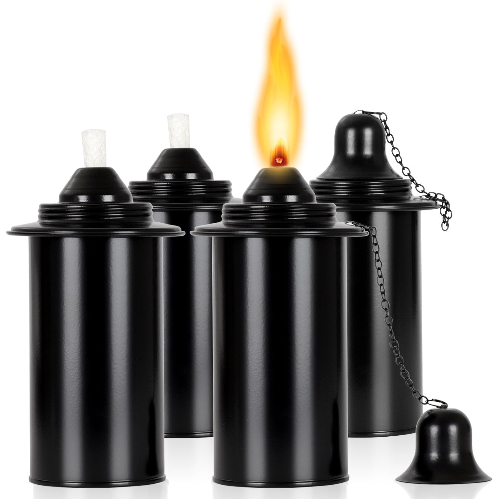 Lunluarai 16Oz Torch Replacement Canisters, Bamboo Lantern Refillable Torches, Decorative Torch Canister Replacement For Yard, Patio, Deck, Garden, Party, Landscap (16Oz-4Pcs)