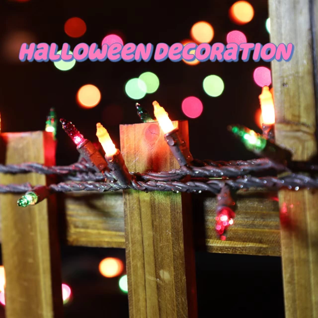 Lamphome Super-Bright Extendable Orange Purple And Green Halloween Lights Decoration 150Lights 31.9Ft Ul Certified Mini Bulb String Lights Set For Outdoor Halloween Christmas Tree Garden Holiday Decor
