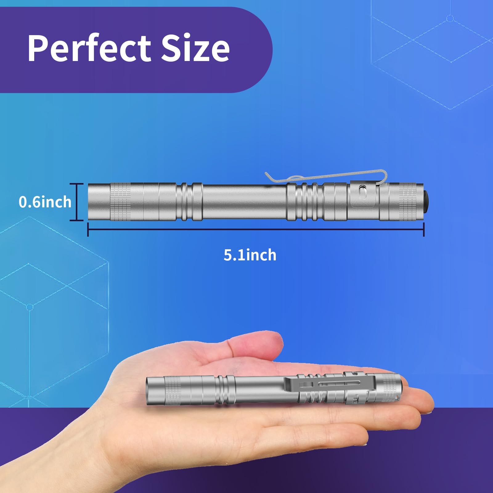 COSOOS UV Flashlight 2 Pack, 395nm Mini Pen Light, Waterproof, Silver, Ideal for Pet Urine Detection and Scorpion Finding
