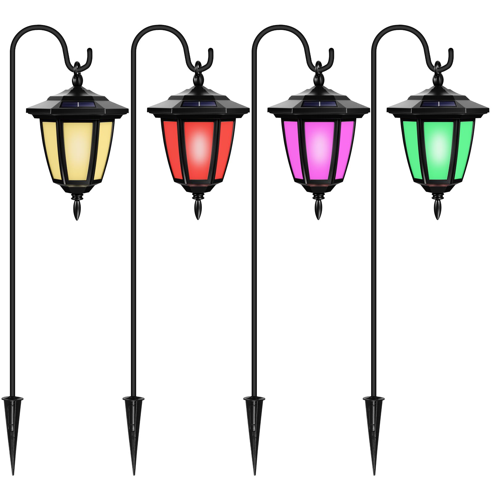 Viewsun Solar Hanging Lights, 4 Lighting Modes, Waterproof Lanterns, 4-Pack, Plastic, Model LT0803-4