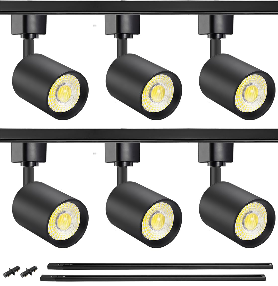 VANoopee 6-Light LED Track Lighting Kit with 6.6FT H Type Track Rails, Dimmable Track Light Heads Bright Ceiling Spotlight Fixtu