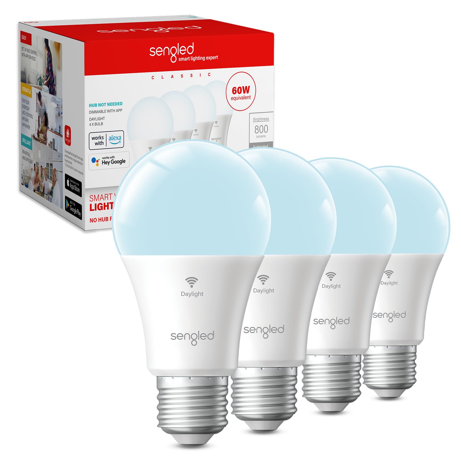 Sengled G2 Smart Light Bulbs That Compatible With Alexa & Google Assistant, Wi-Fi & Bluetooth Led Light Bulbs Dimmable, Led Bulb