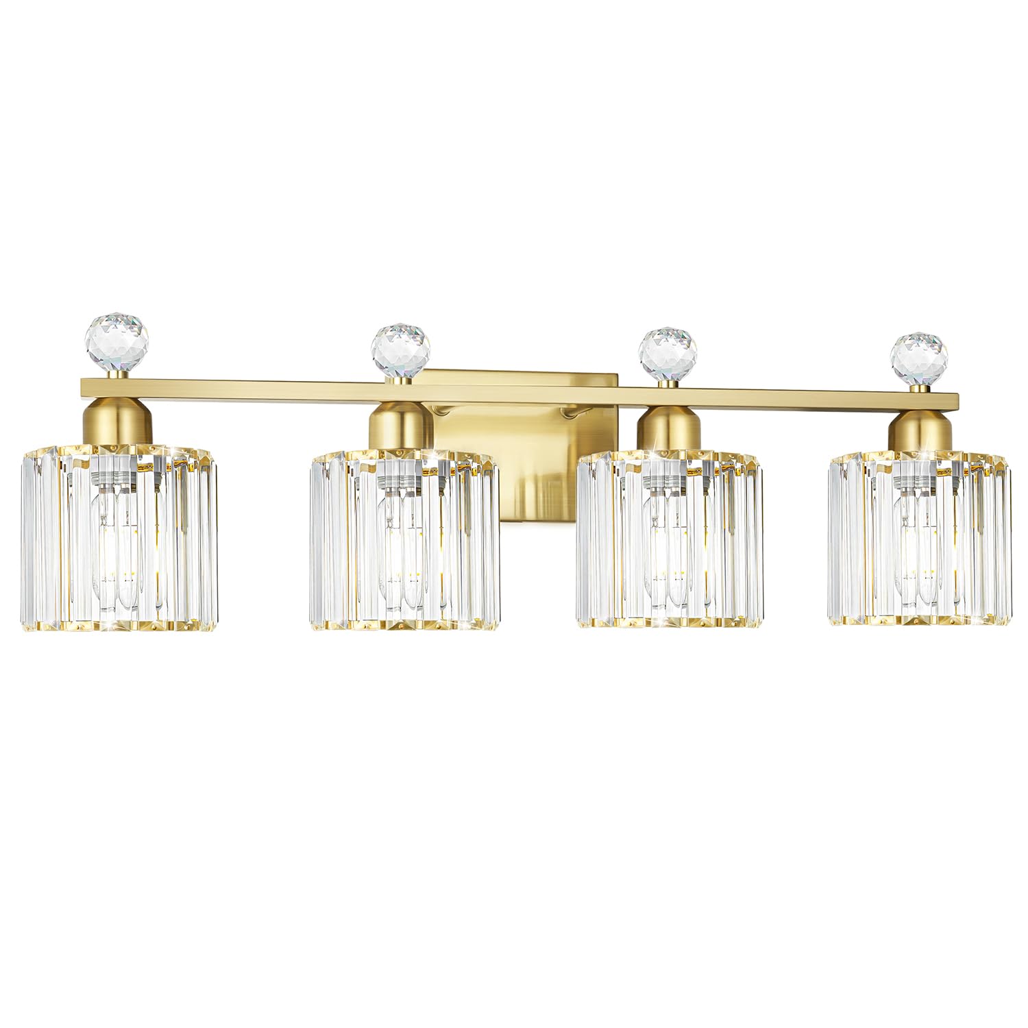 Modern Crystal Bathroom Vanity Light  4-Lights Bathroom Light Fixtures  Brass Gold Vanity Lighting Fixtures Over Mirror  Brushed Wall Sconce Light For Bedroom  Kitchen  Living Room  Gallery  E26 Base