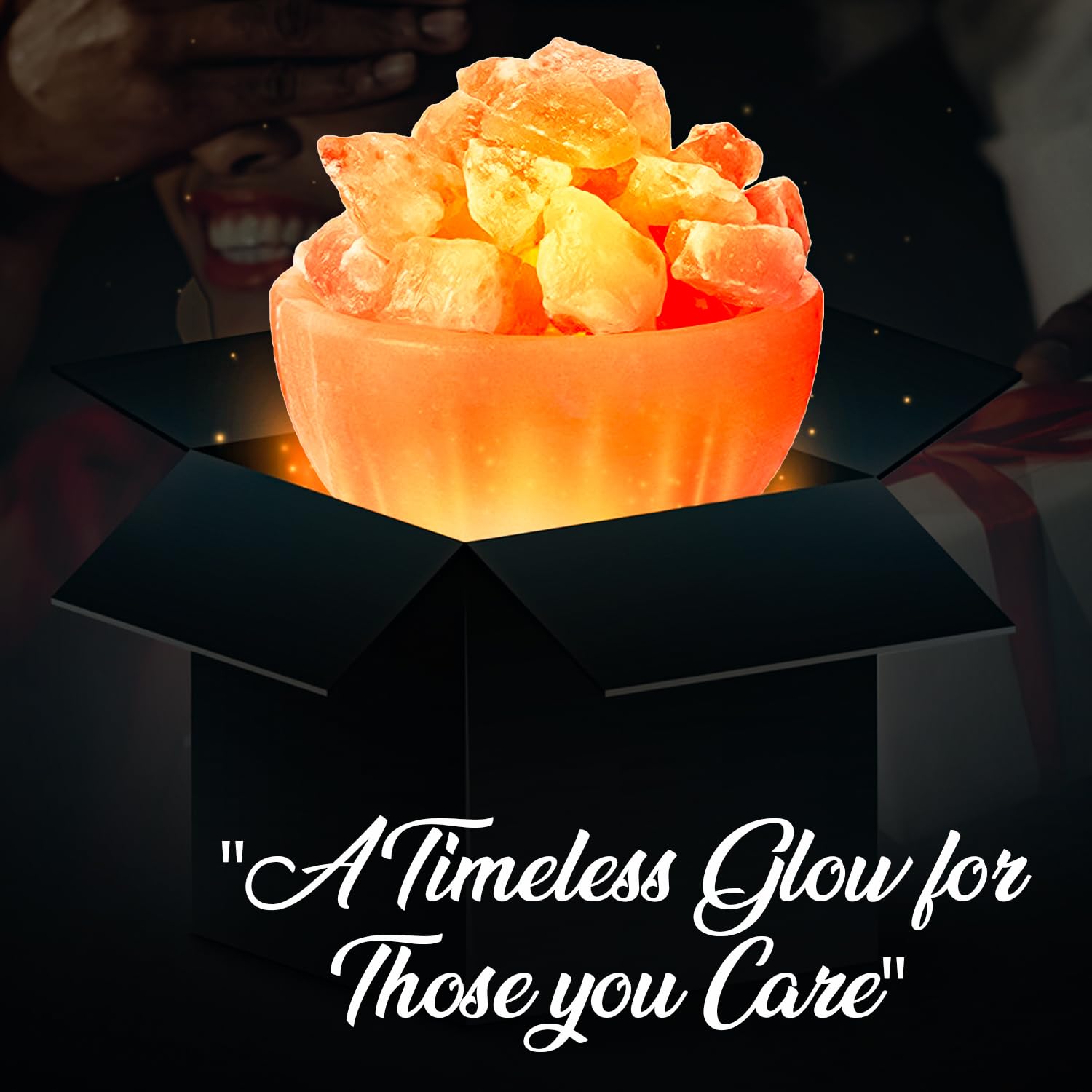 Himalayan Glow Massage Bowl Lamp with Natural Salt Crystal Chunks, Dimmer Cord with Classic Wood Base - Natural Crystal Salt Lam