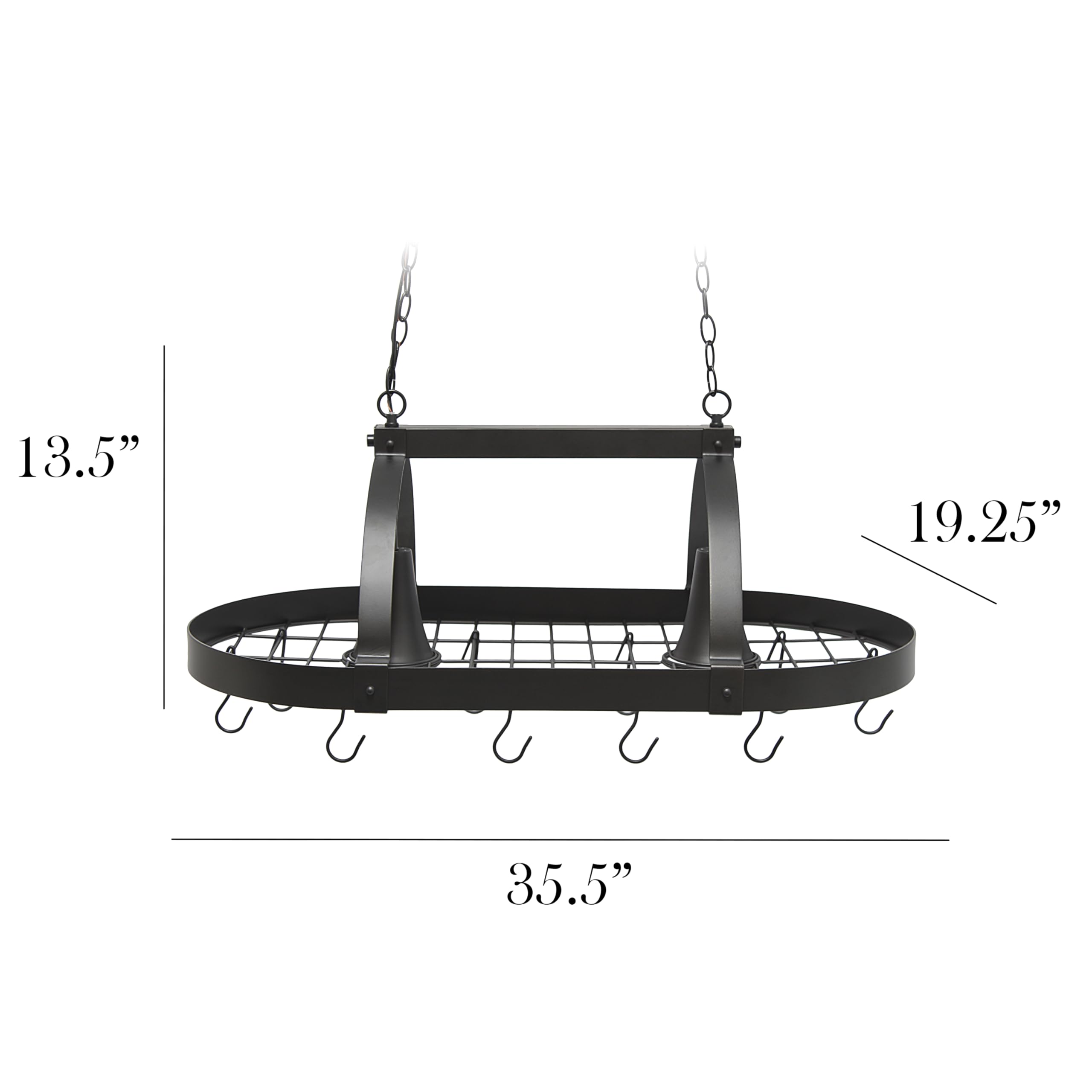 Elegant Designs Pr1000-Orb Home Collection 2 Light Kitchen Pot Rack With Downlights, Oil Rubbed Bronze
