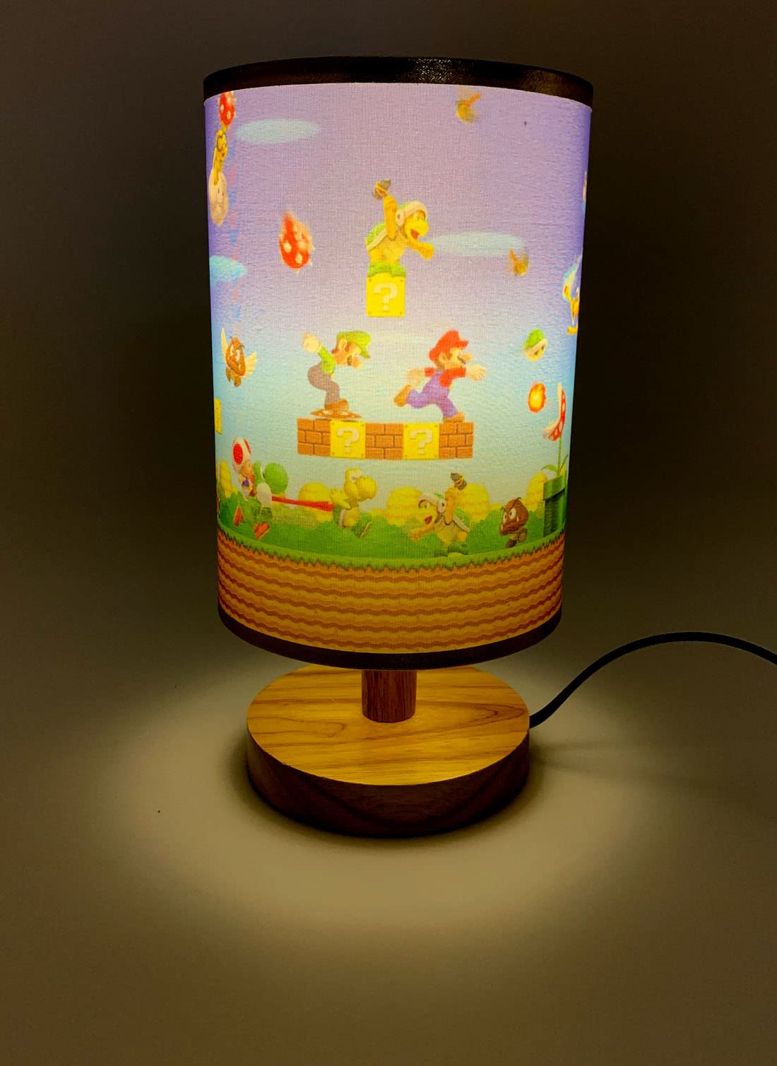 Table Lamp Mario Bedside Night Light Wood Base Room Decoration Or Great Gift Ideas