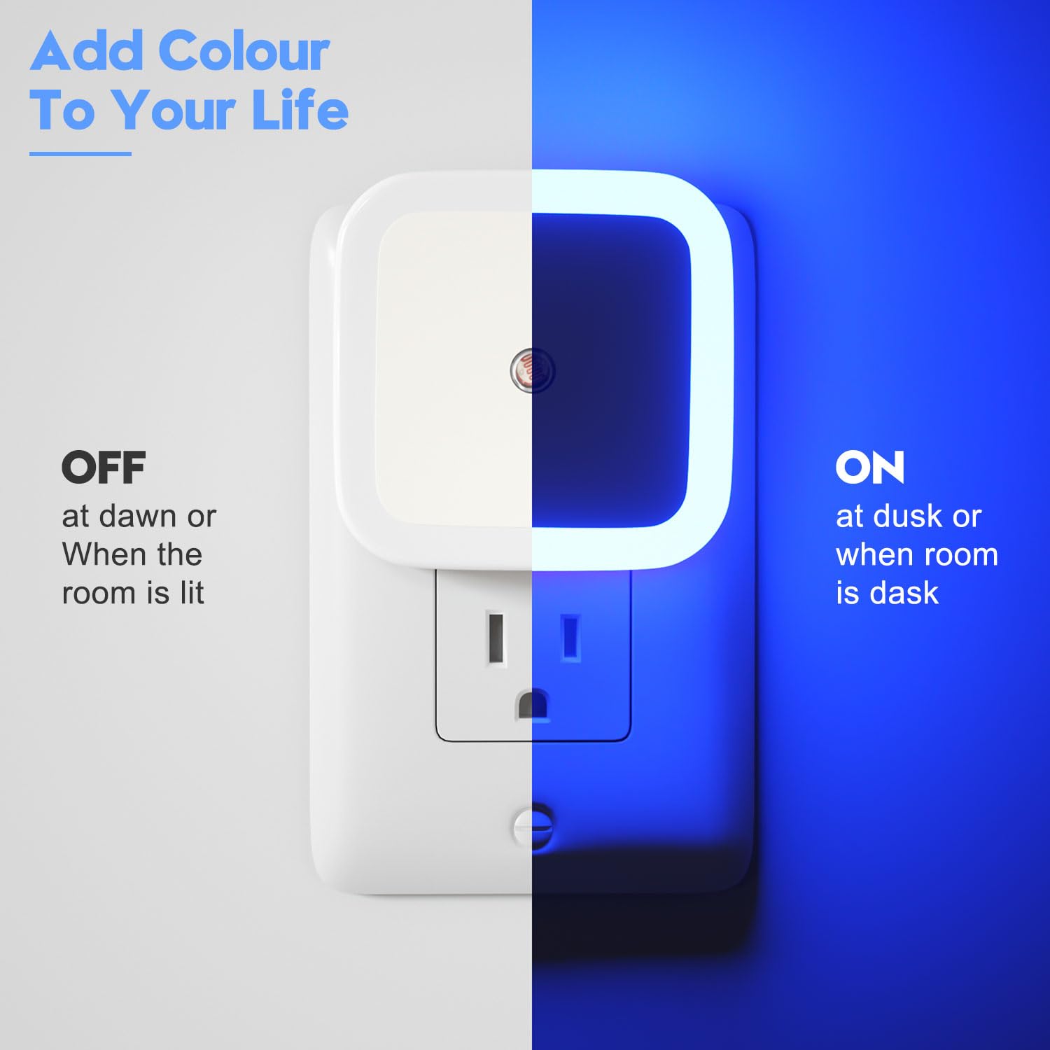 Sujeet Night Light Plug-in, Dusk to Dawn LED Lamp, 2.4in x 2.4in x 1.6in, Blue, Model NO.603, 8
