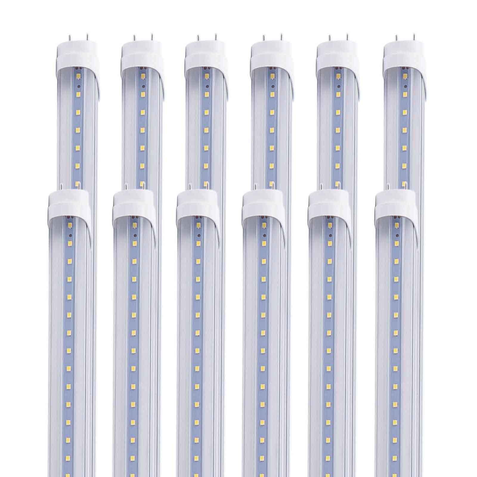 Mkujoo 12 Pcs 4Ft 24W T8 Led Tube Light White Daylight 6000K 4' Led Bulbs Garage Warehouse Shop Light Ballast Bypass G13 Base T1