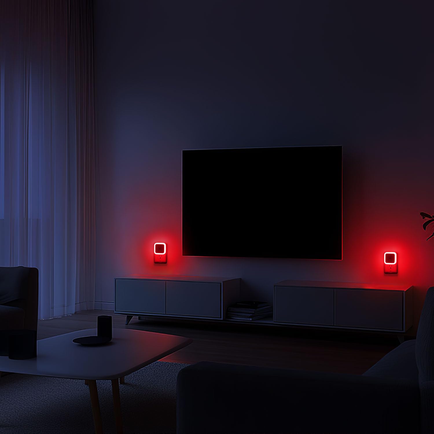Sujeet Night Light Plug into Wall - 8-Pack LED Dusk to Dawn Night Lamp, Red, Model NO.603, Plastic