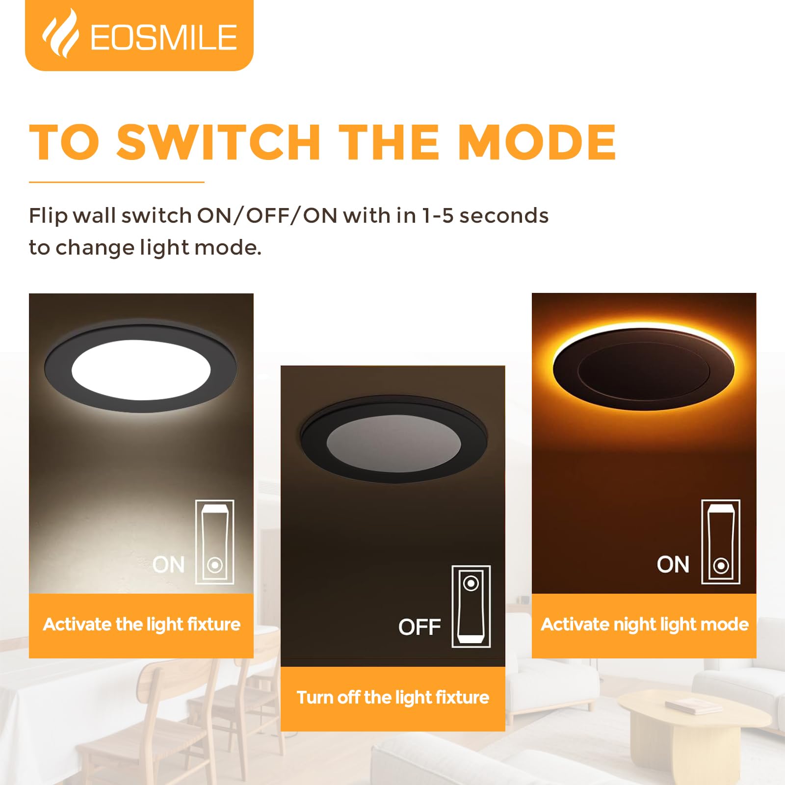 Eosmile 12 Pack  Black Recessed Lighting With 4 Inch Night Light Canless Ultra Thin Wafer Downlight Pot Indoor Exterior Soffit 2700K-5000K Selectable  9W  120V  750Lm  Dimmable  Etl Fcc