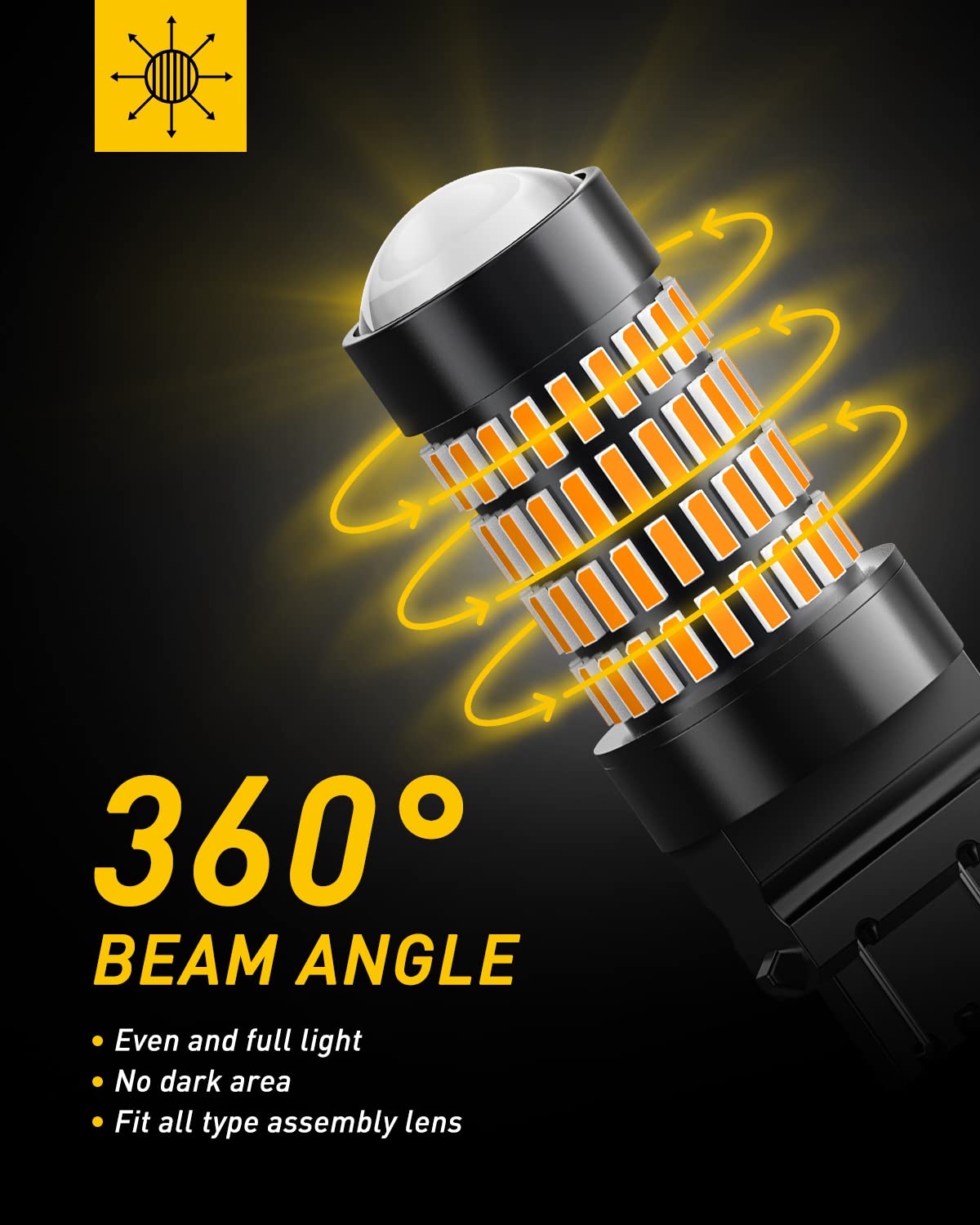 Auxito 3157 Led Bulbs Amber, 500% Brighter 3056 3156 3057 4157 Led 102-Smd Chipsets With Projector For Turn Signal Blinker Marke