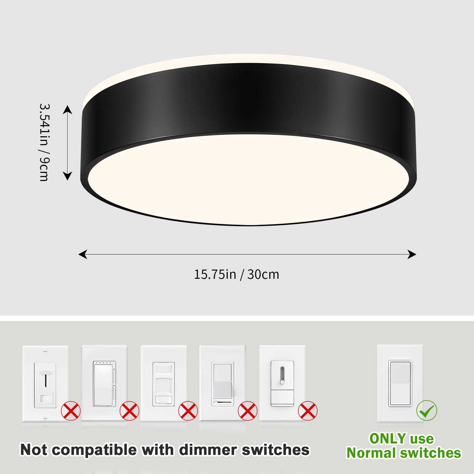 Vikaey Black Led Ceiling Light Modern Flush Mount Light Fixture Round Metal Ceiling Lamp For Living Room Entryway Bedroom Kitche
