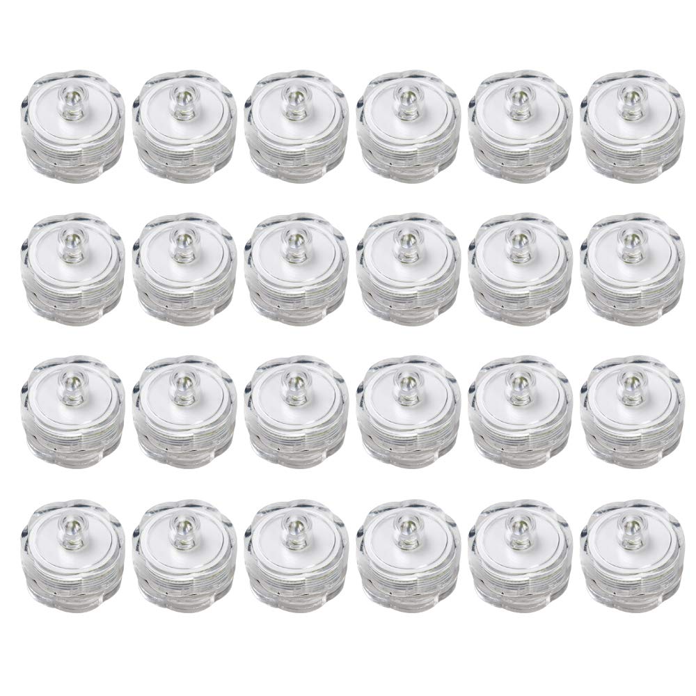Wellgium Submersible Waterproof Led Tea Light - White, Set Of 24 For Weddings & Parties