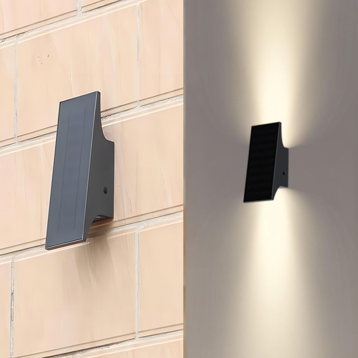 SOTTLOT Solar Outdoor Lights, 3000K 700LM Solar Wall Lights Outdoor Up and Down, 4 Brightness Adjustable Solar Sconce Lights, IP
