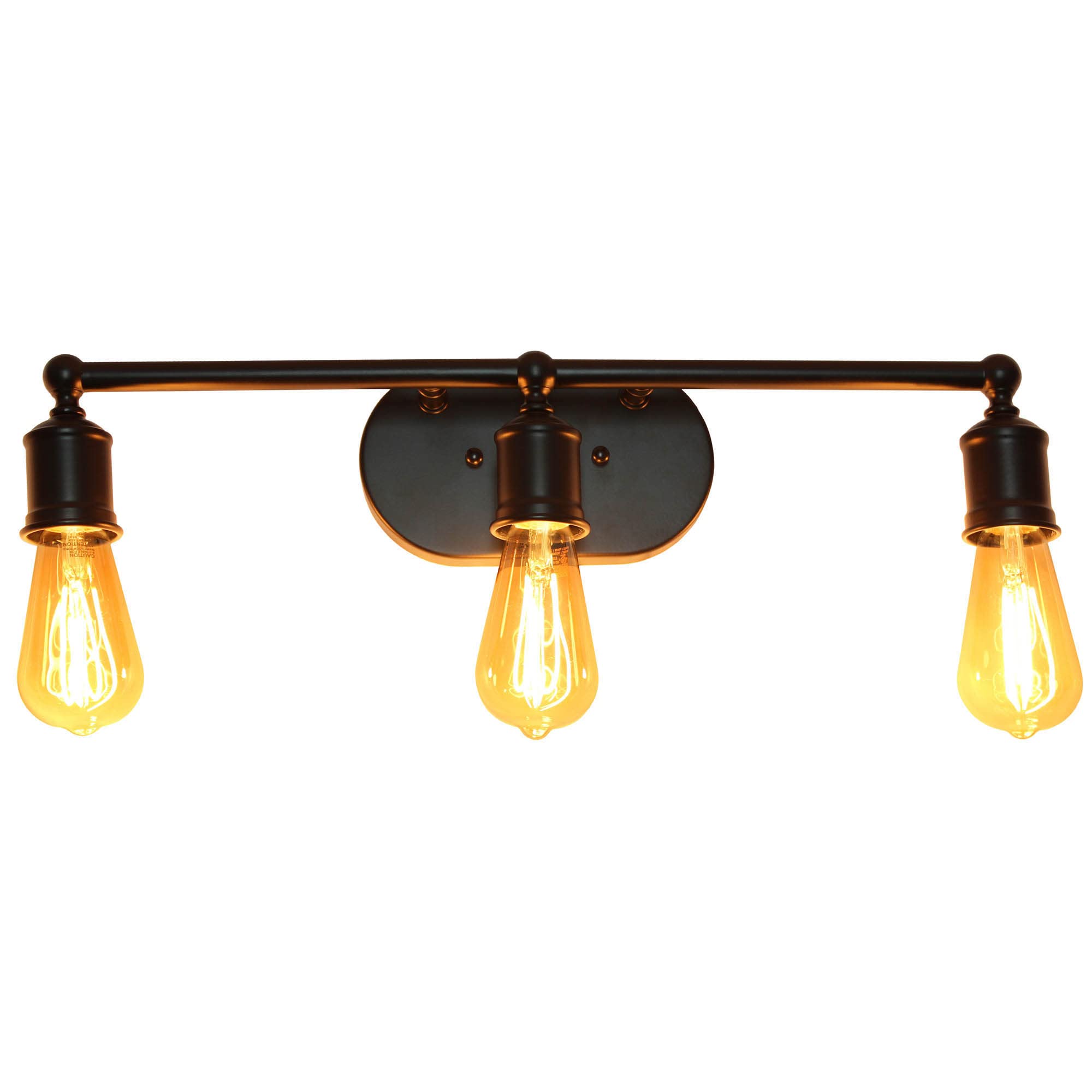 LALIA HOME Industrial Metal Bathroom Vanity Light, Matte Black Finish, Model LHV-1001-BK
