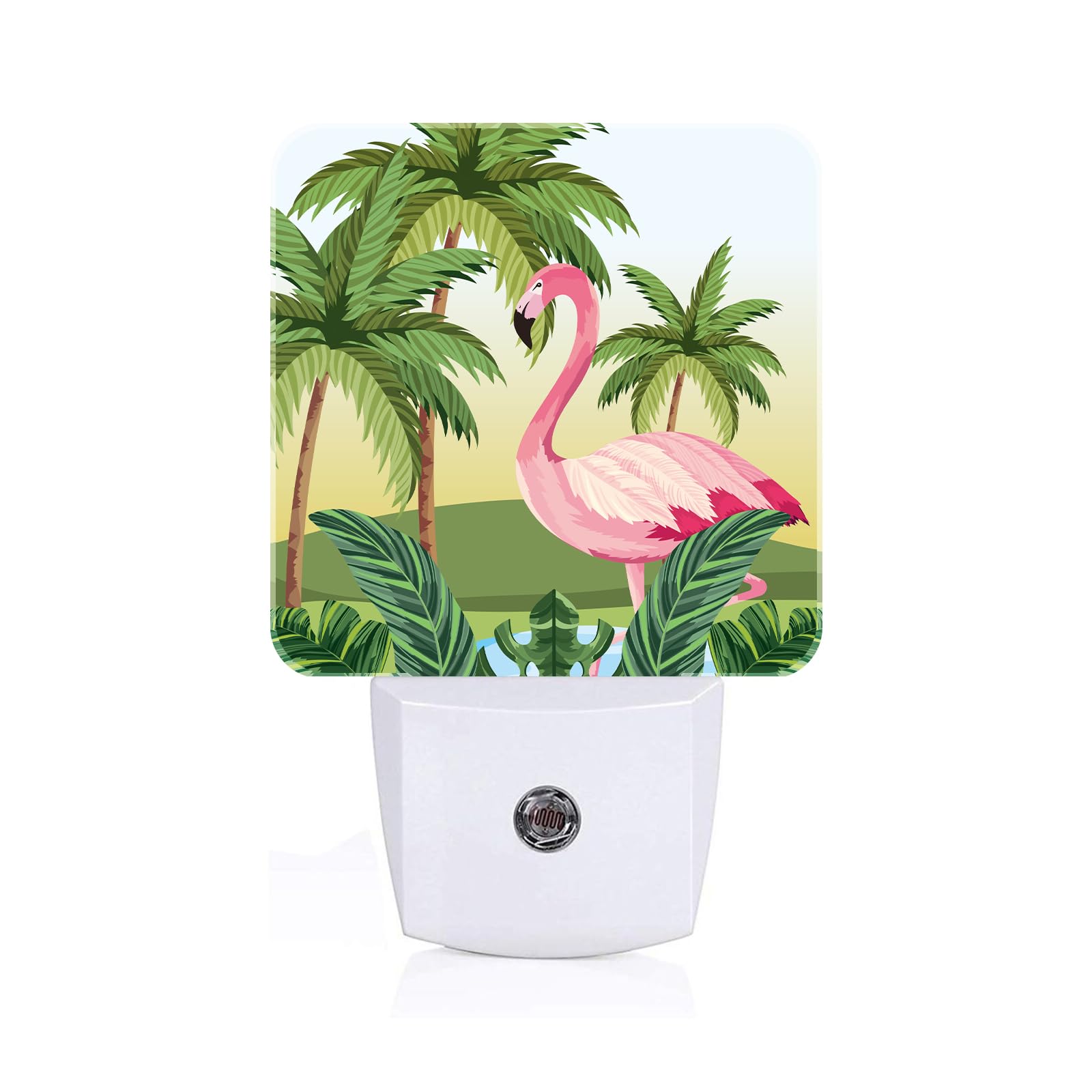 FSHVQKD Tropical Flamingo Cartoon Night Light,Plug-in Night Lights with Dusk-to-Dawn Sensor for Stairway,Hallway,Bedroom Sleep F