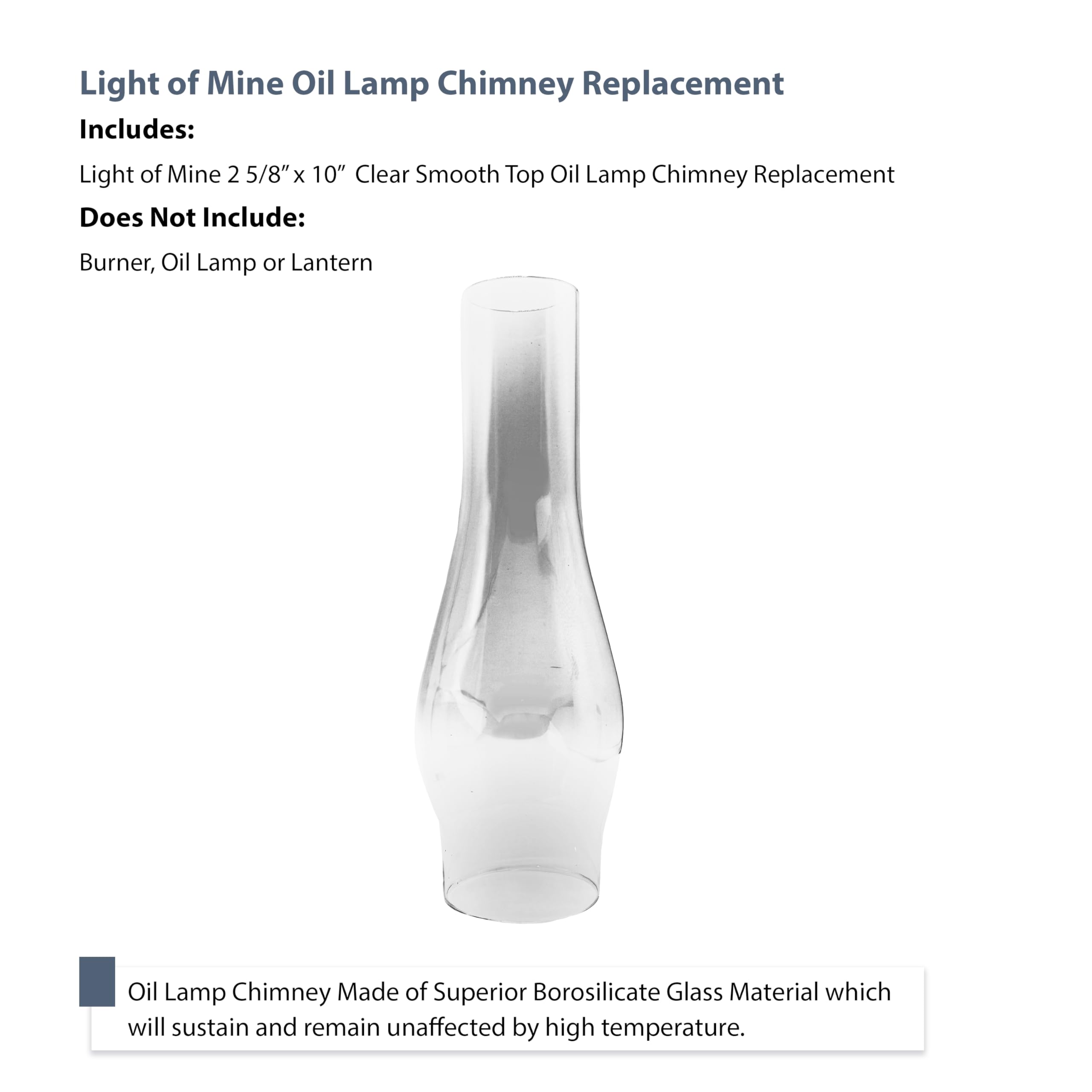 Light of Mine Oil Lamp Replacement Chimneys (2 5/8 x 10)