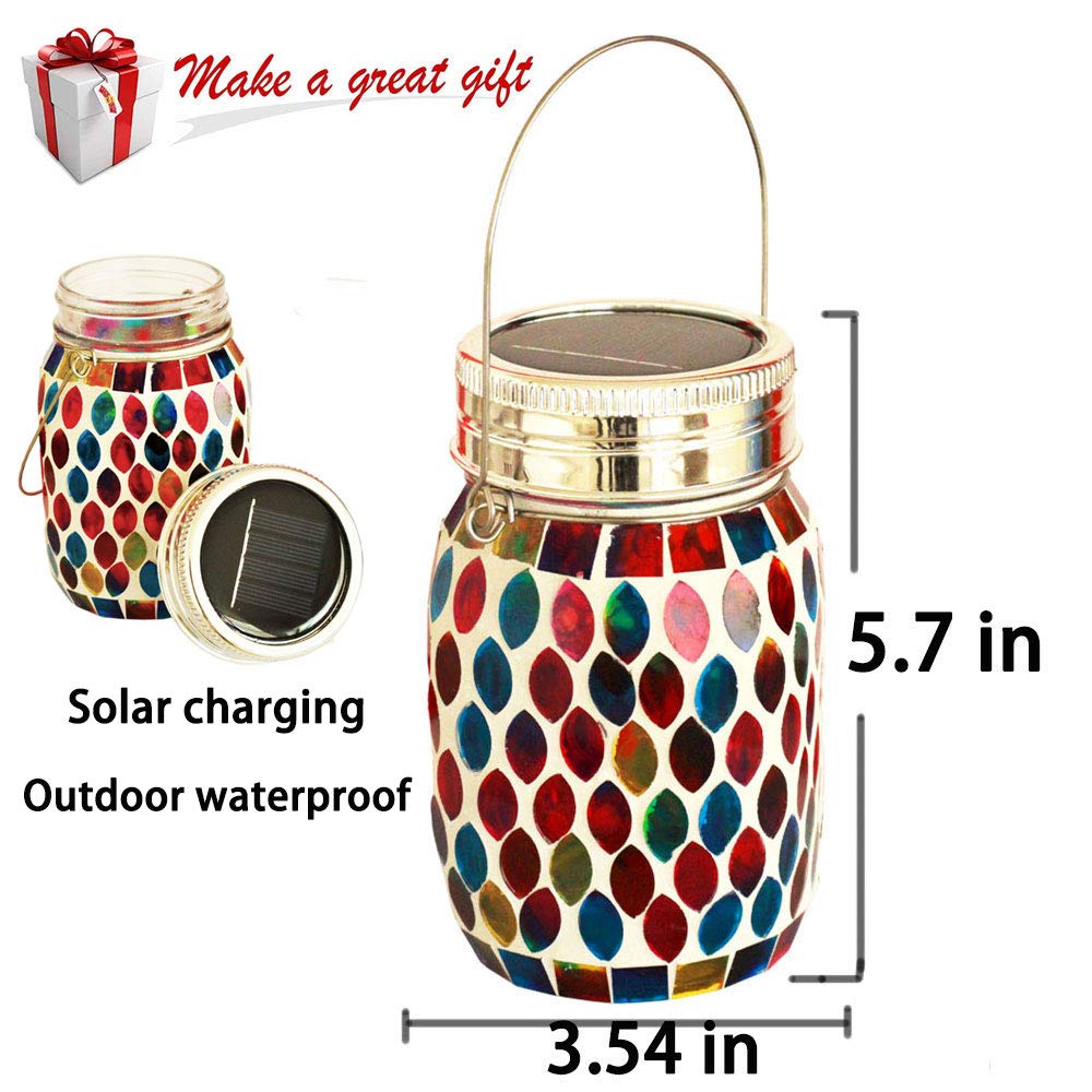 Mosaic Lights Outdoor Hanging Lanterns, Rechargeable Mosaic Solar Lanterns, Outdoor Waterproof Solar Night Lights Table Lamps Fo