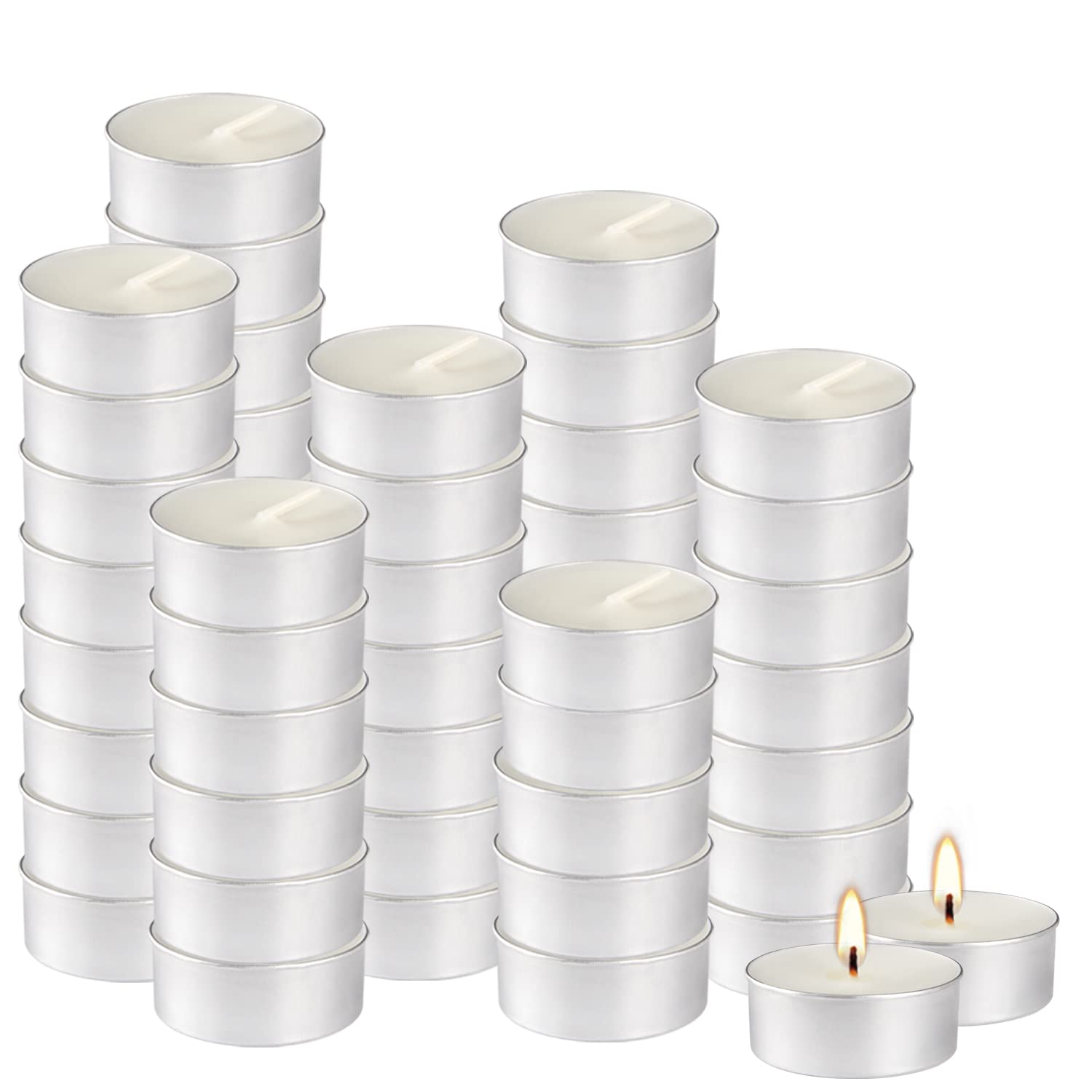 50Pcs Unscented Tealights Candle, White Paraffin Tea Lights Candles 4 Hours, Small Votive Candle For Weddings Anniversaries Emergencies