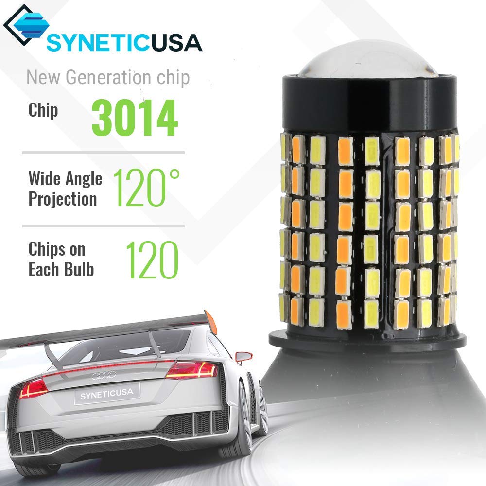 Syneticusa 7443 Error Free Canbus Dual Color Switchback Led Turn Signal Light Bulbs No Hyper Flash All In One Built In Resistors