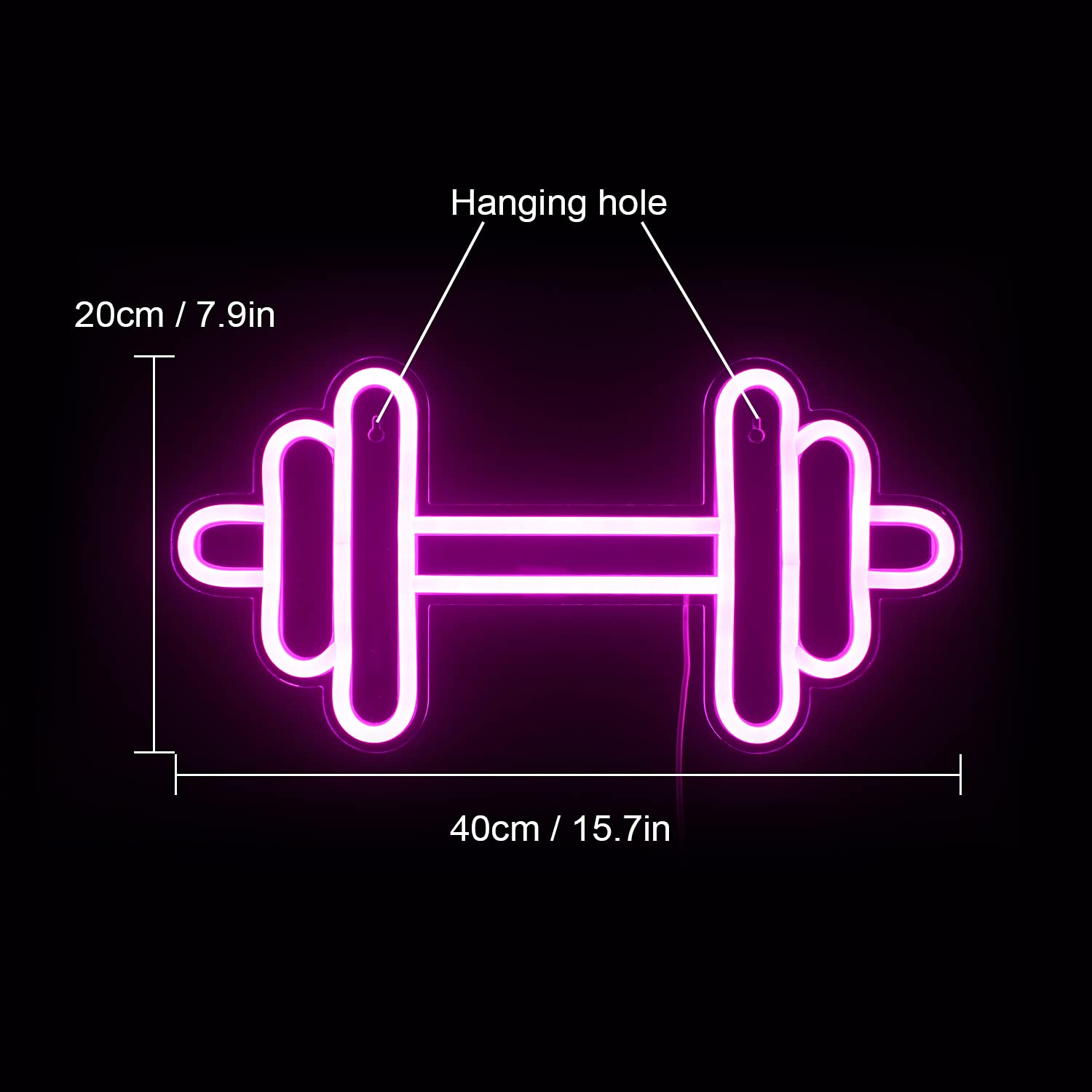 LUCUNSTAR Gym Neon Sign - Barbell Dumbbell LED Wall Decor, Small, Gym Pink, Model NS-DC-011 for Fitness, Teen Girls, Game Room